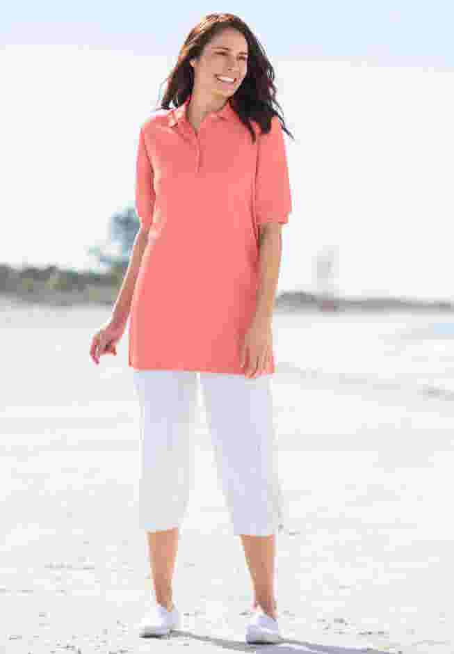 Elbow-Sleeve Polo Tunic image number 3