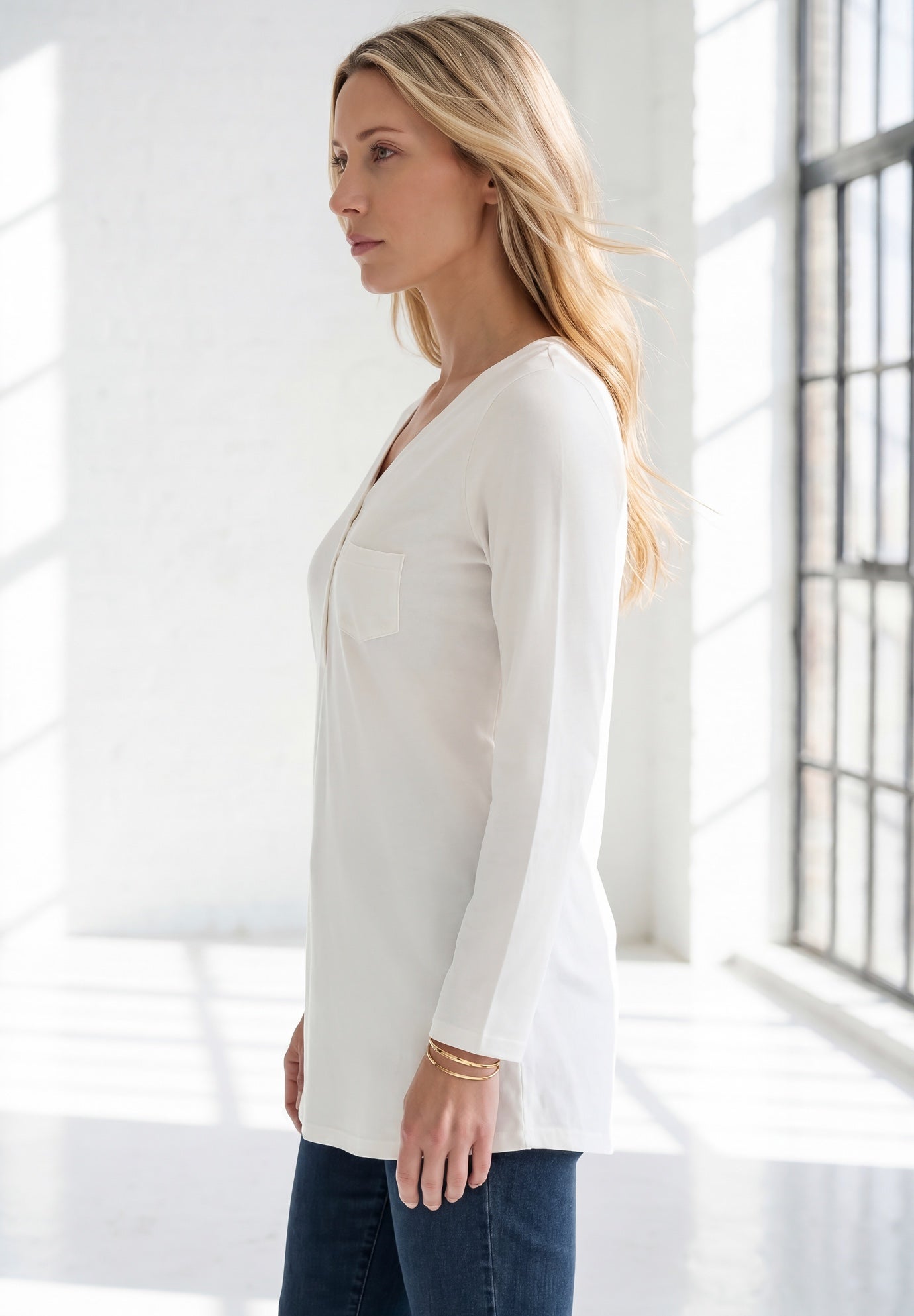Plus Size Long Sleeve Sweetheart Henley Tee image number 2