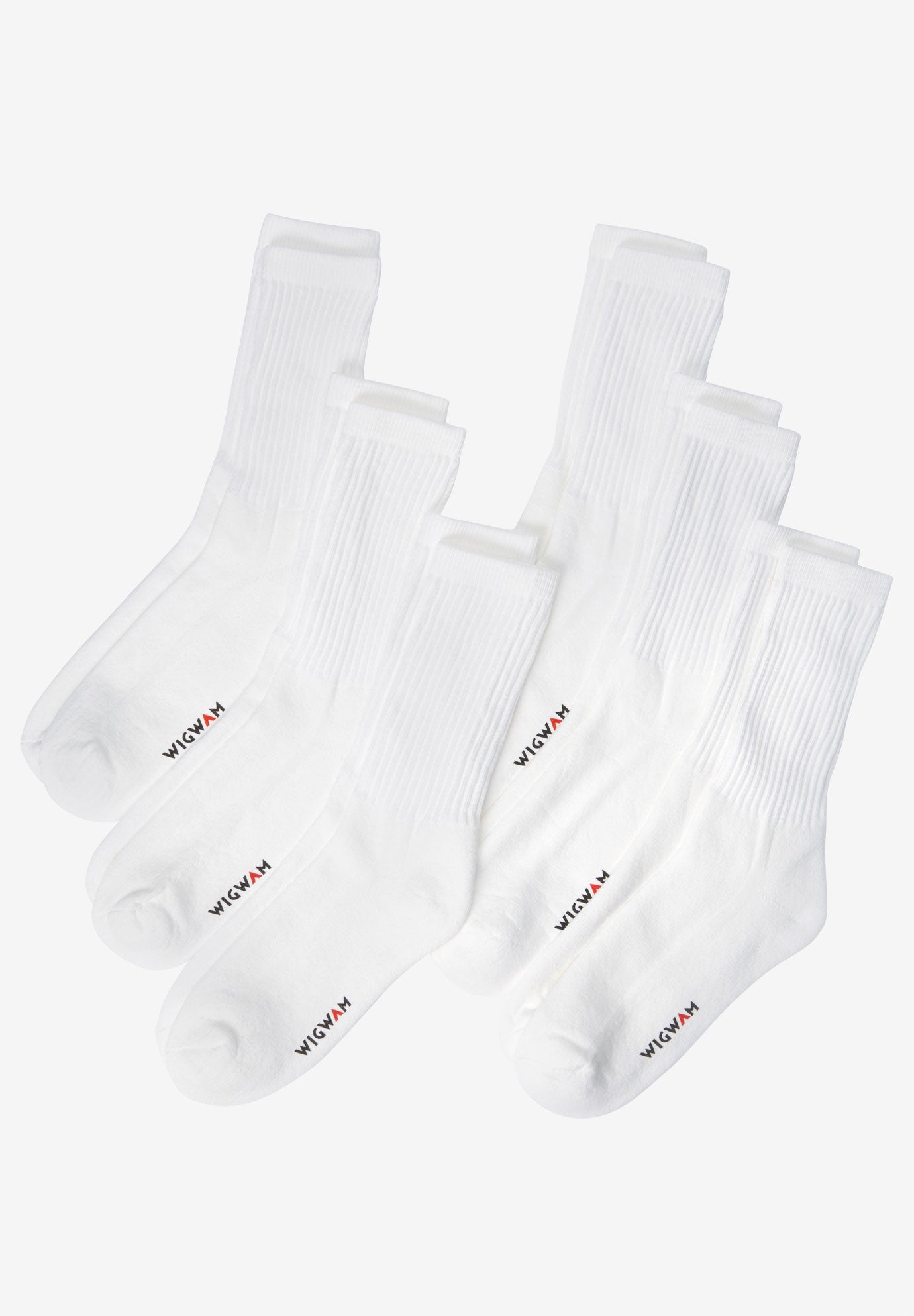 Wigwam&reg; 6-Pack Athletic White Crew Socks image number 0