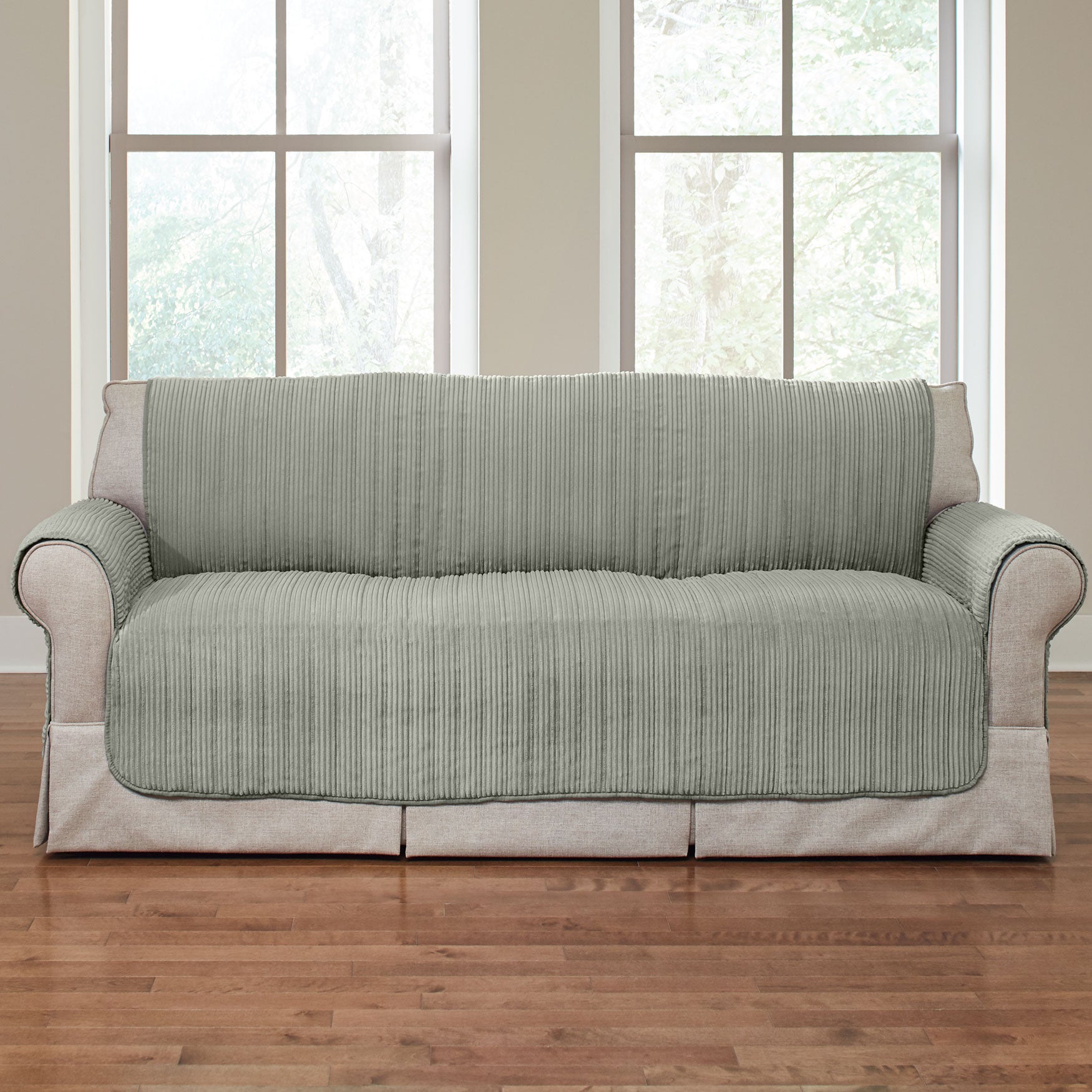 Reversible Plush Stripe Extra Long Sofa Protector Pet Protection Brylane Home