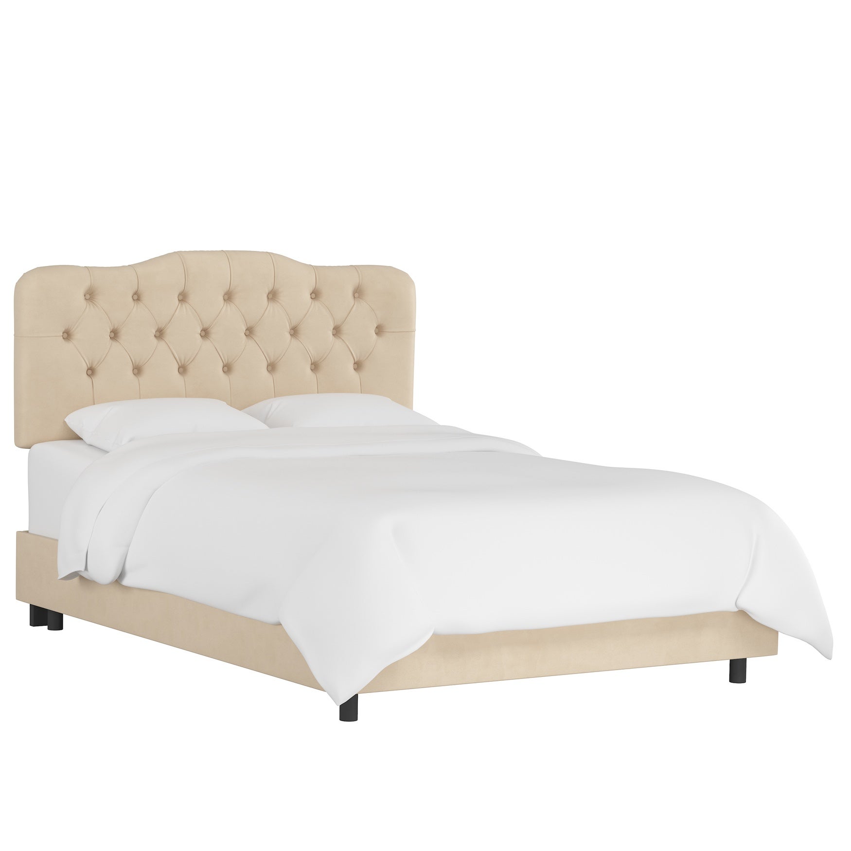 Traditional Velvet Tufted Bed, Velvet Pearl Brylane Home