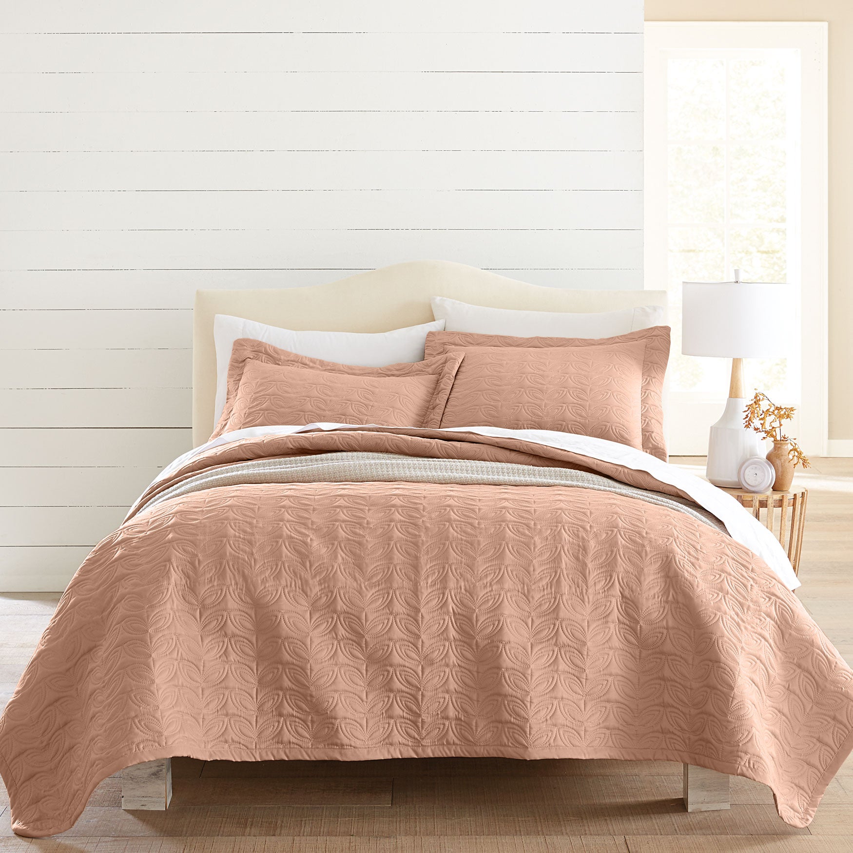 3Pc. Leaf Pattern Embossed Quilt Set Brylane Home