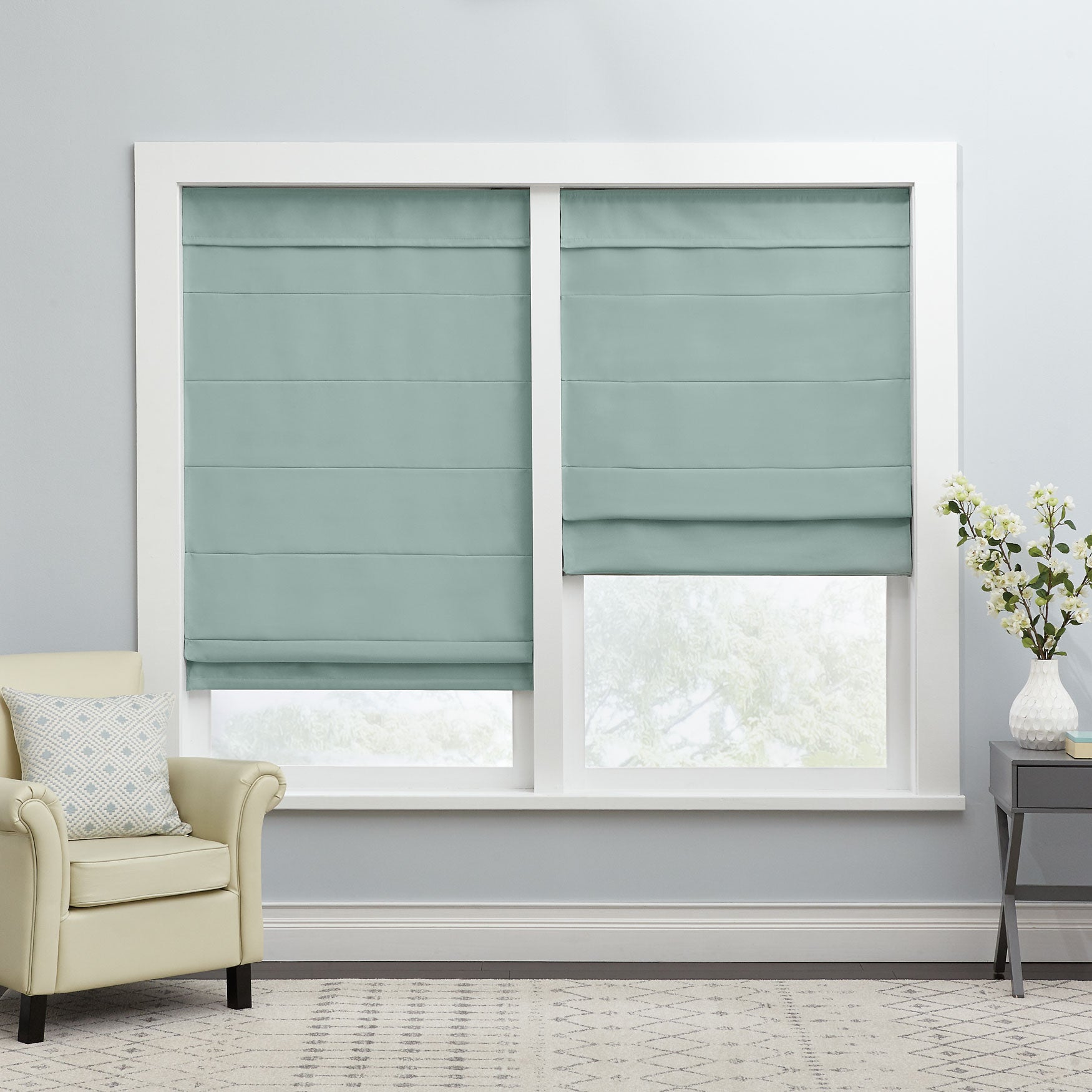 Cordless Large Fold Woven Blackout Roman Shade Blinds & Shades