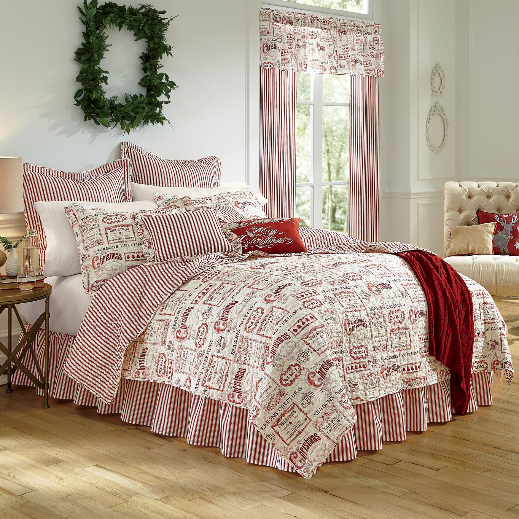 Christmas plaid bed skirt store