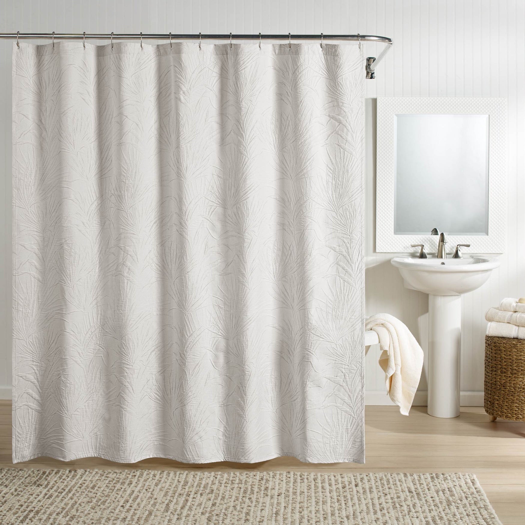 Ella European Matelassé Shower Curtain Brylane Home