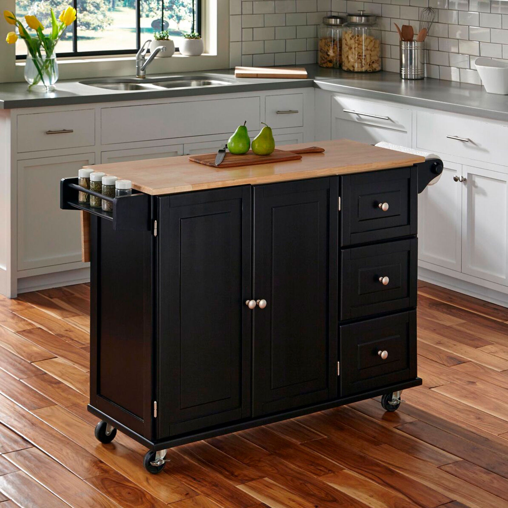 Simple Liberty Kitchen Cart, Black Brylane Home