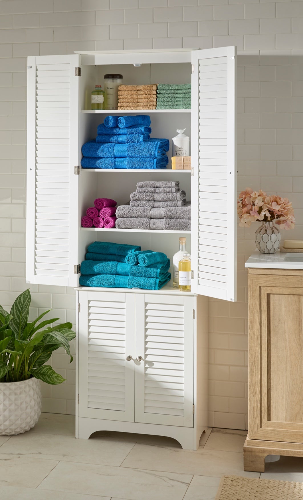 Louvre Linen Cabinet Bathroom Storage Brylane Home