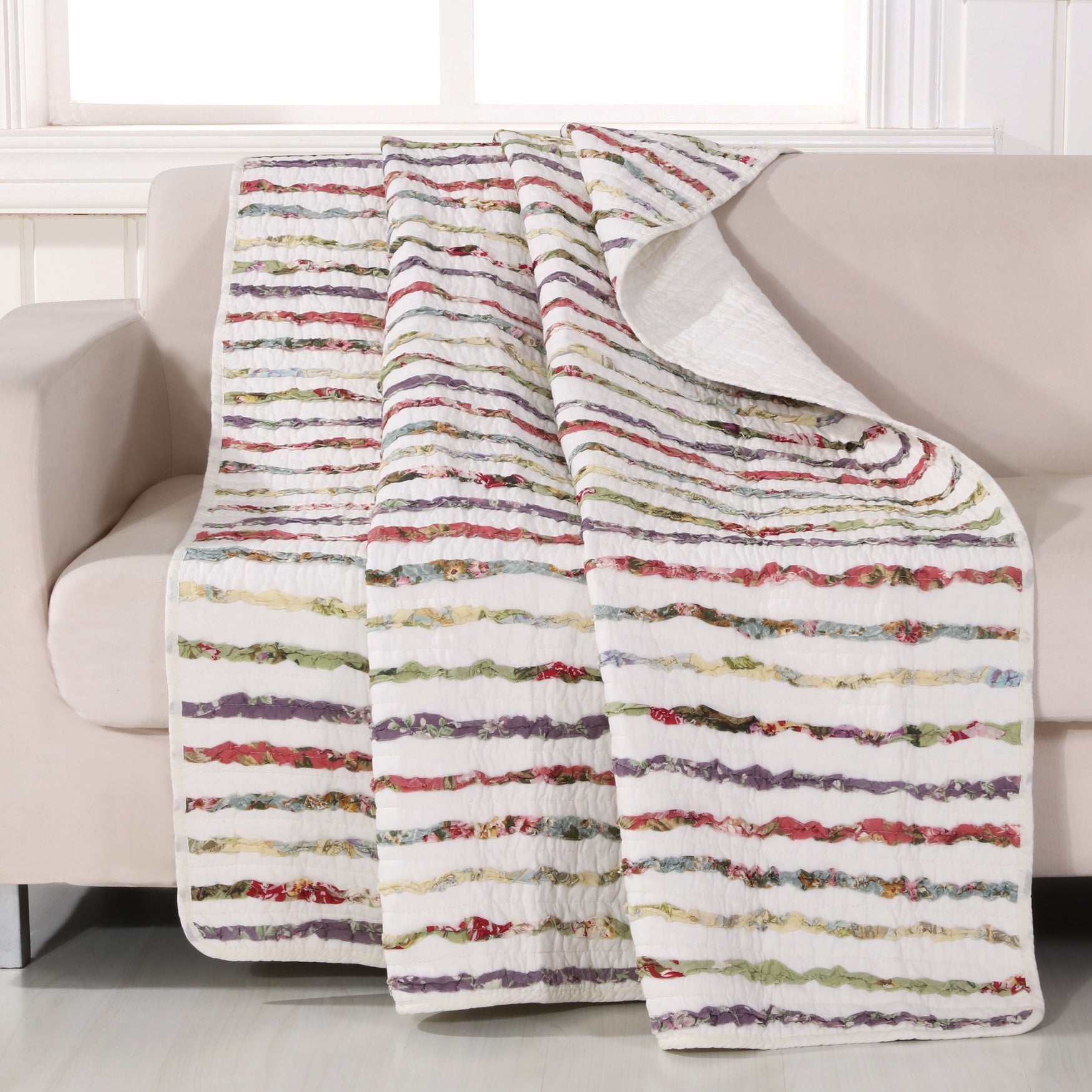 Seasonal Bella Ruffle Quilted Throw Blanket, Multi Brylane Home