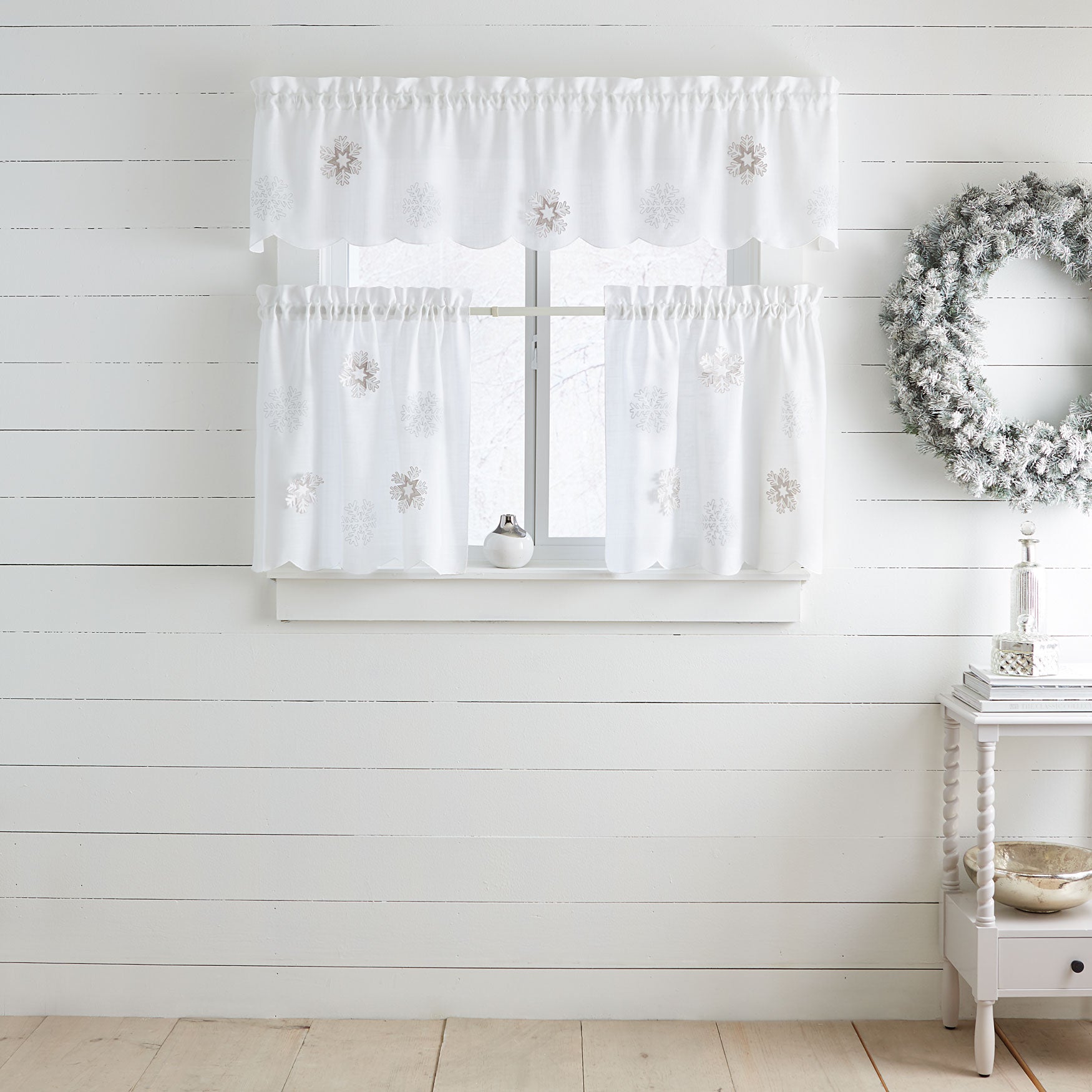 SnowFlake Applique Cafe Curtains, 