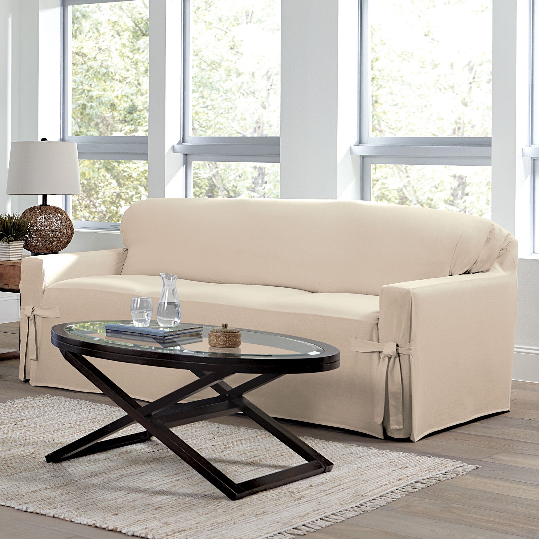 Mix Match Solid Cotton Sofa Slipcover Plus Size Extra 60 Off Mix Match Solid Cotton Sofa Slipcover Natural