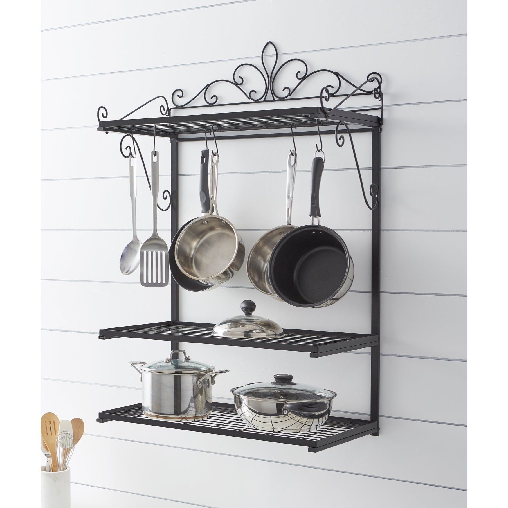 Wall mounted store pot hanger