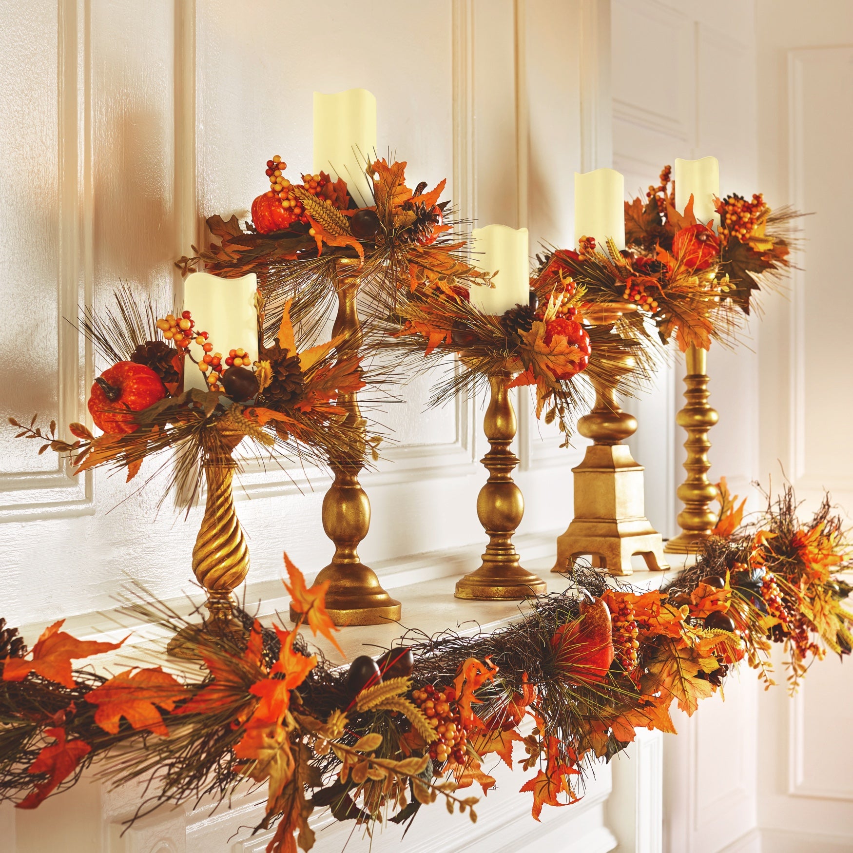 Seasonal Harvest Wheat Candle Rings Set of 5 Multi Brylane Home