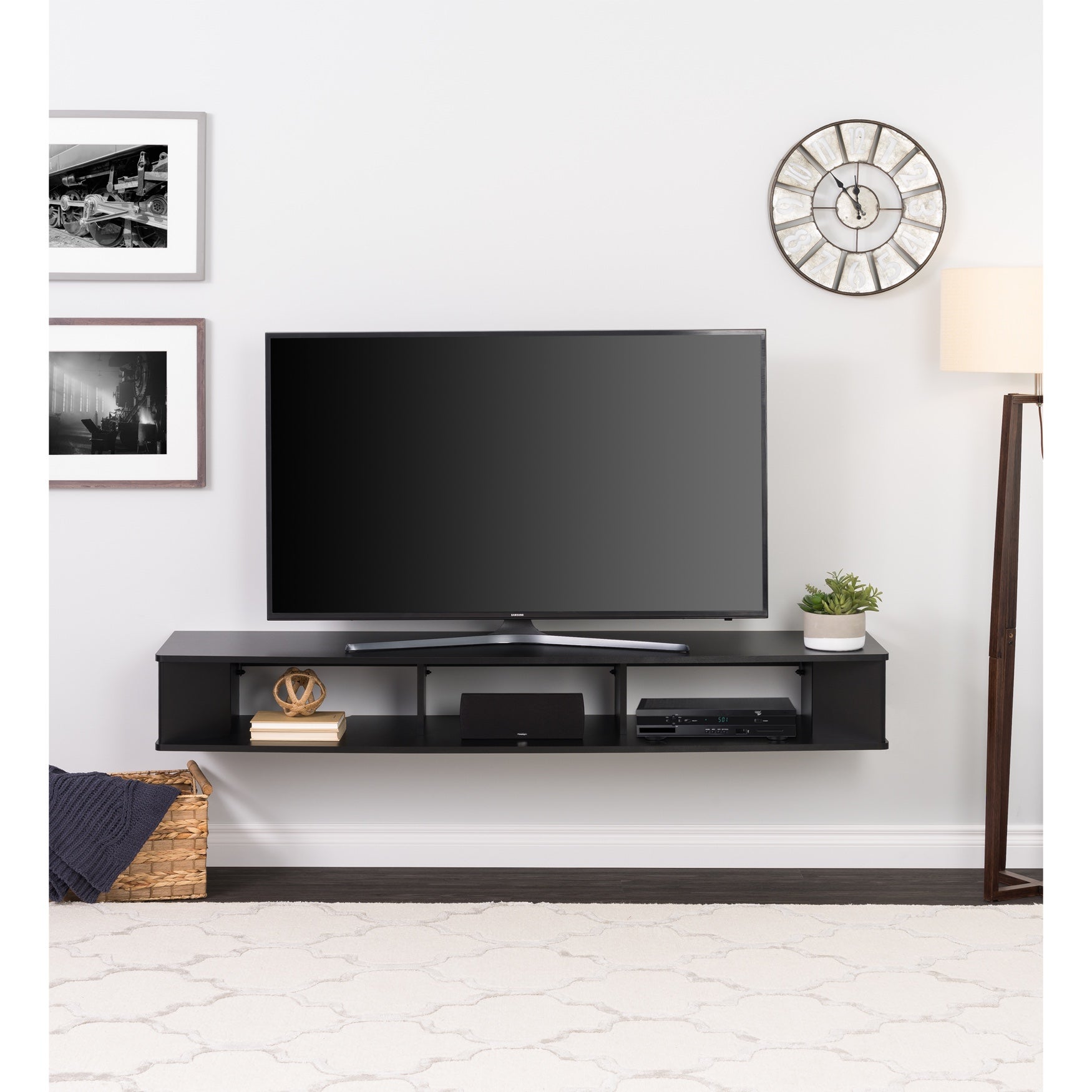 70 Wide Wall Mounted Tv Stand Black Media Tv Stands