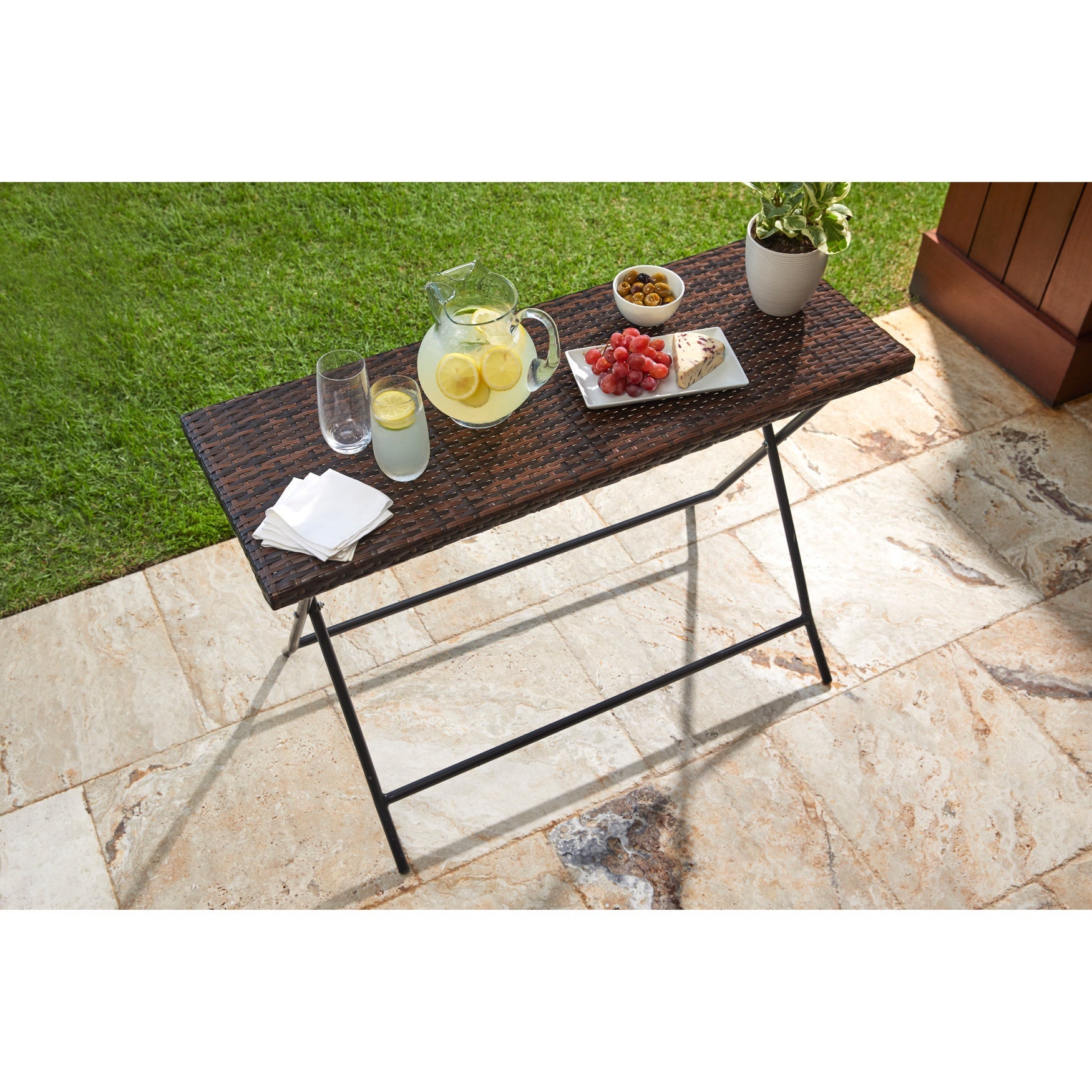 Santiago Folding Table Outdoor Entertaining Brylane Home