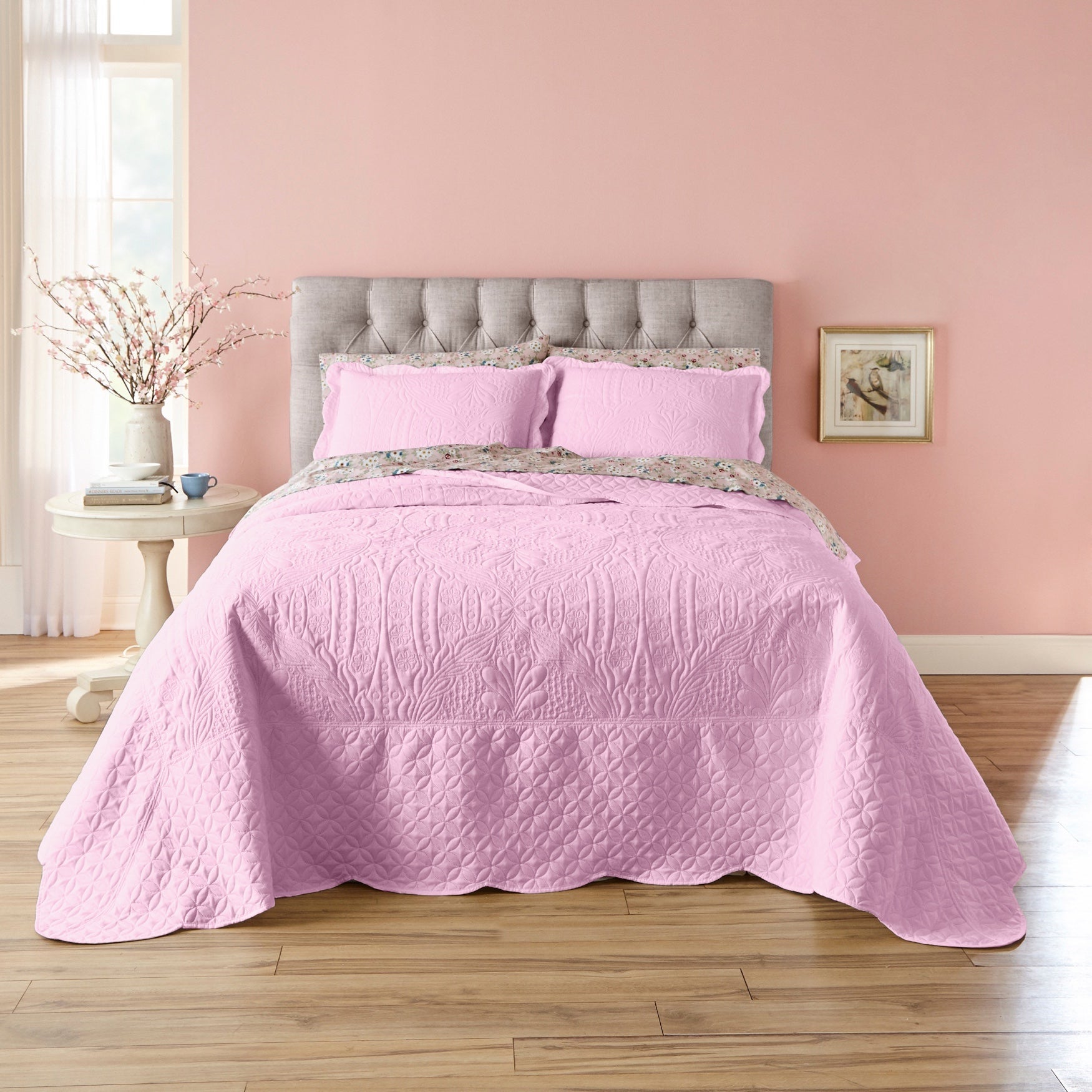 BrylaneHome Lily Damask Bedspread Bedding Collection - Picture 13 of 15