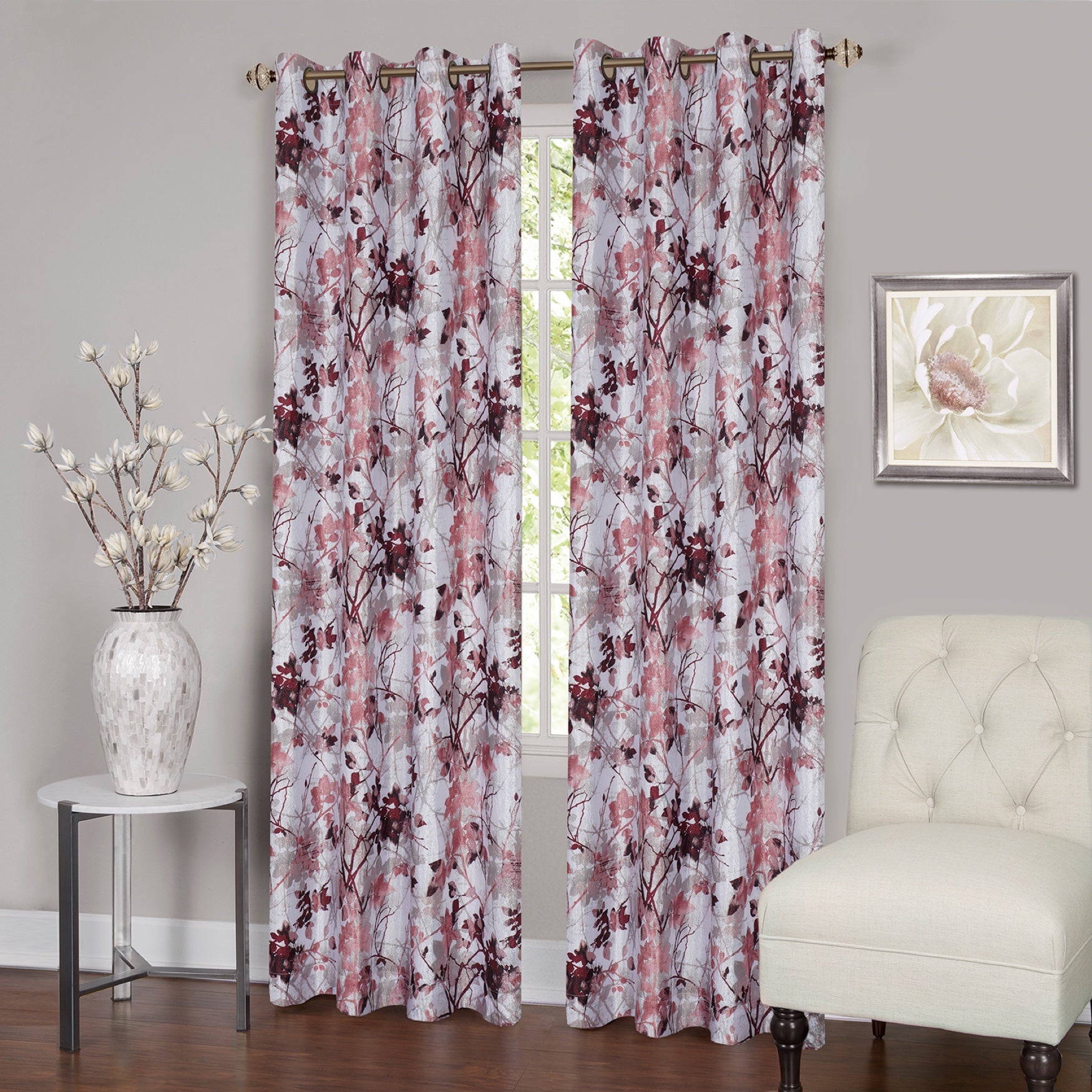 Simple Tranquil Lined Grommet Window Curtain Panel, Mist Brylane Home