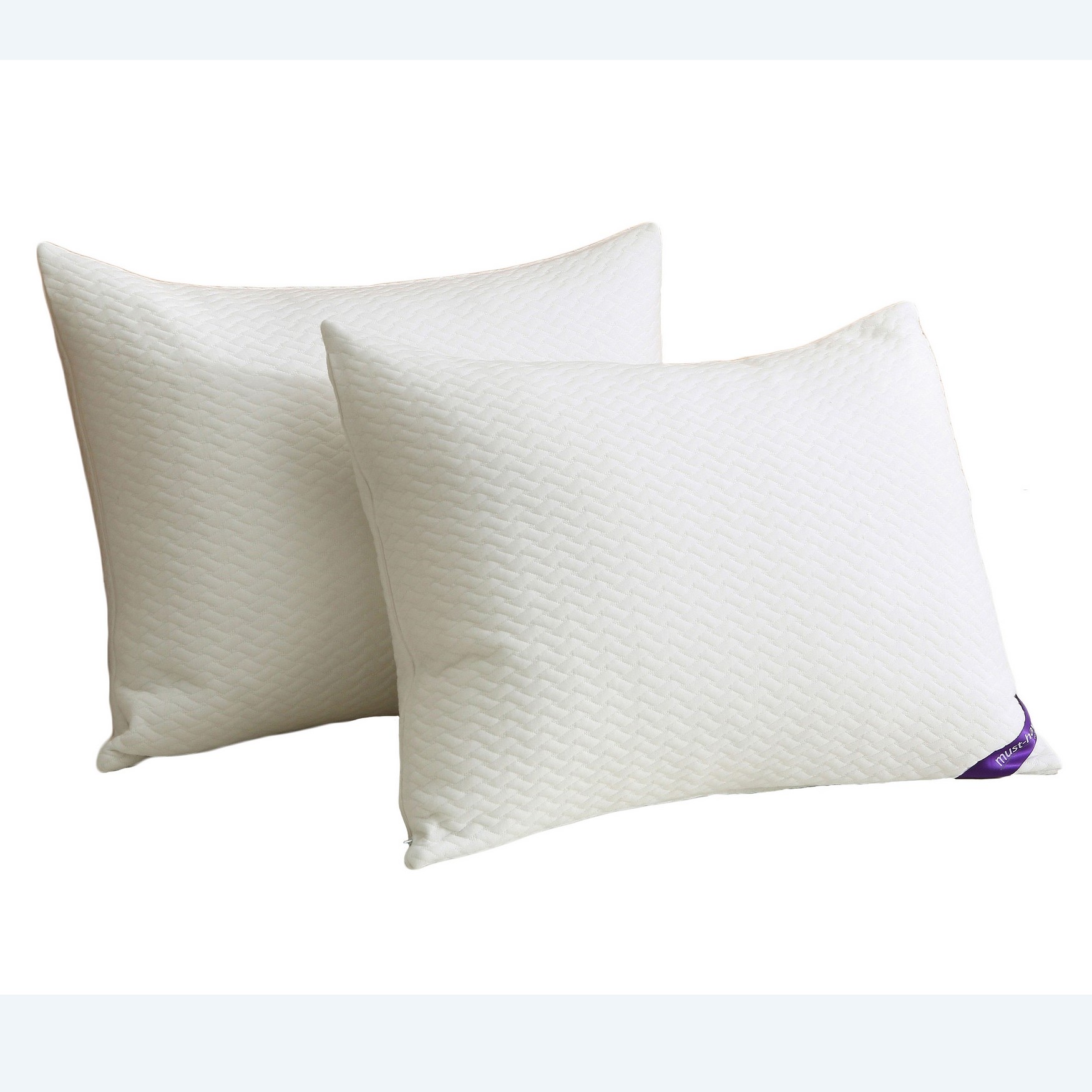 2 Pack Soft Knit Silver Duck Nano Feather Pillows, WHITE