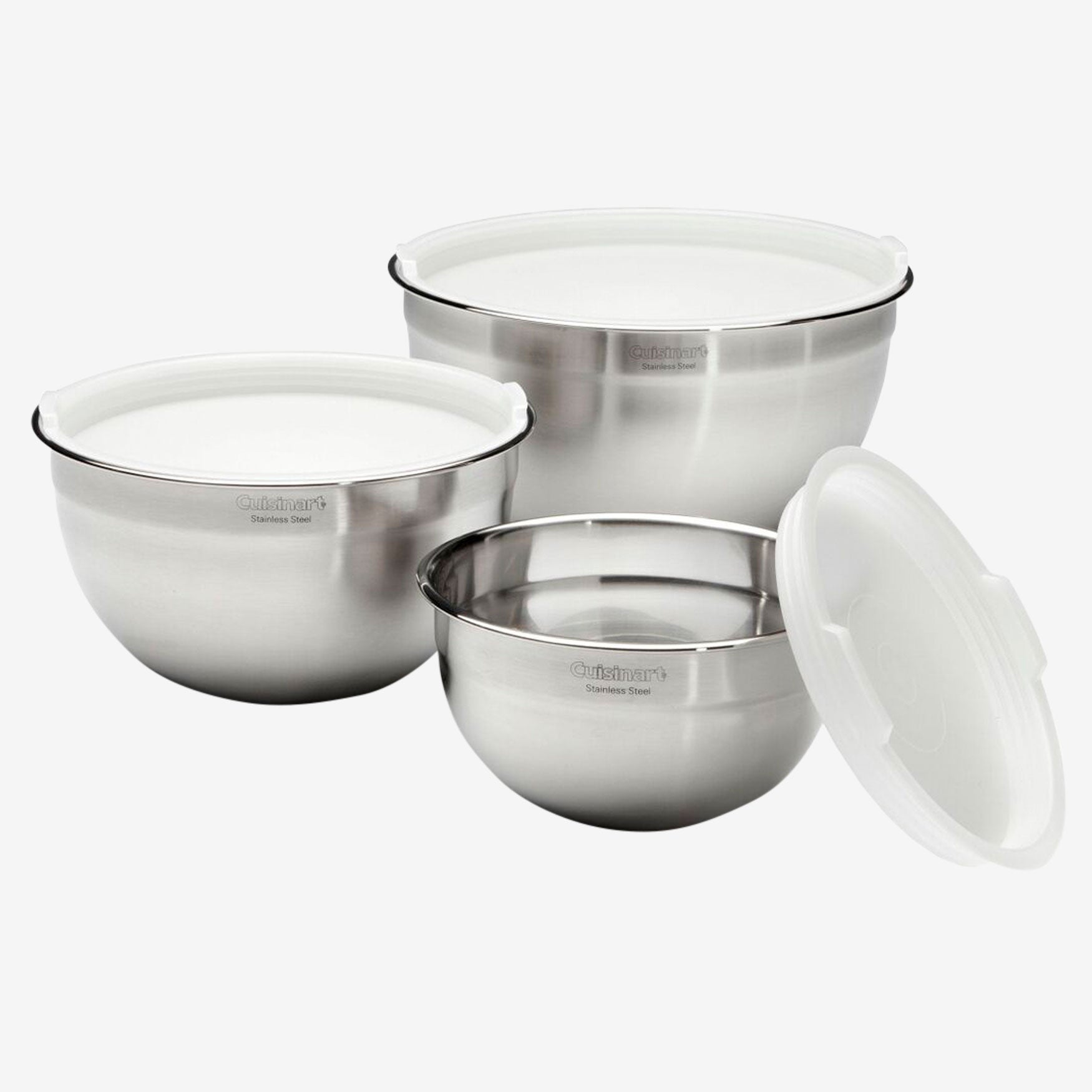 Cuisinart Stainless Steel Mixing Bowls with Lids, Set of 3 Brylane Home