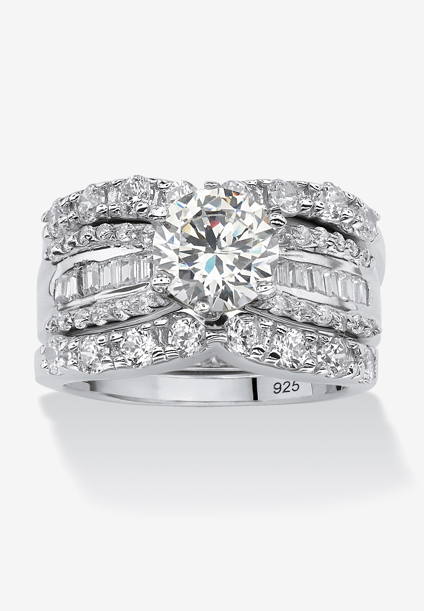 Platinum over Silver Bridal Ring Set Cubic Zirconia (5 5/8 cttw TDW), 
