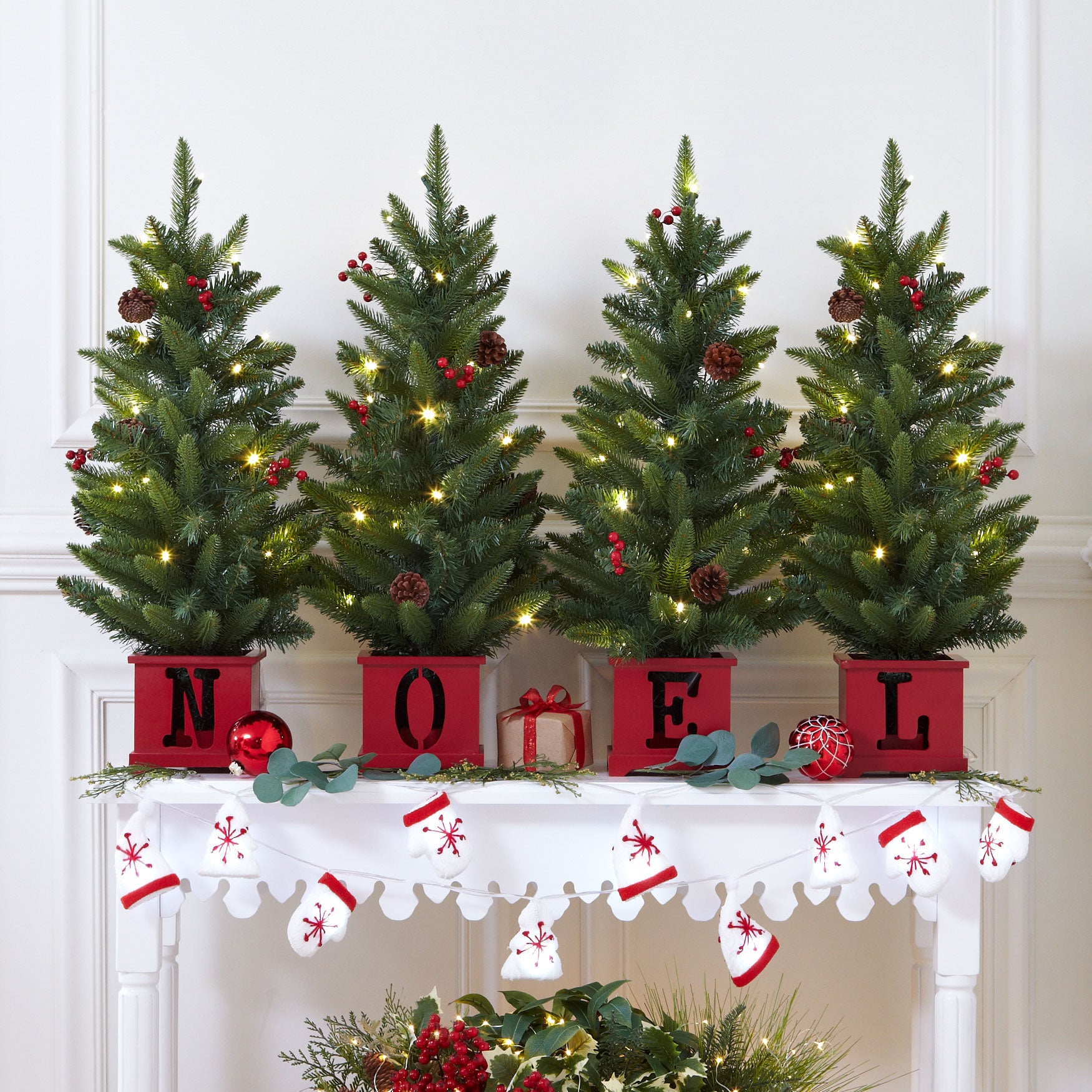 Noel Potted Holiday Trees Set Of 4 Seasonal Brylane Home