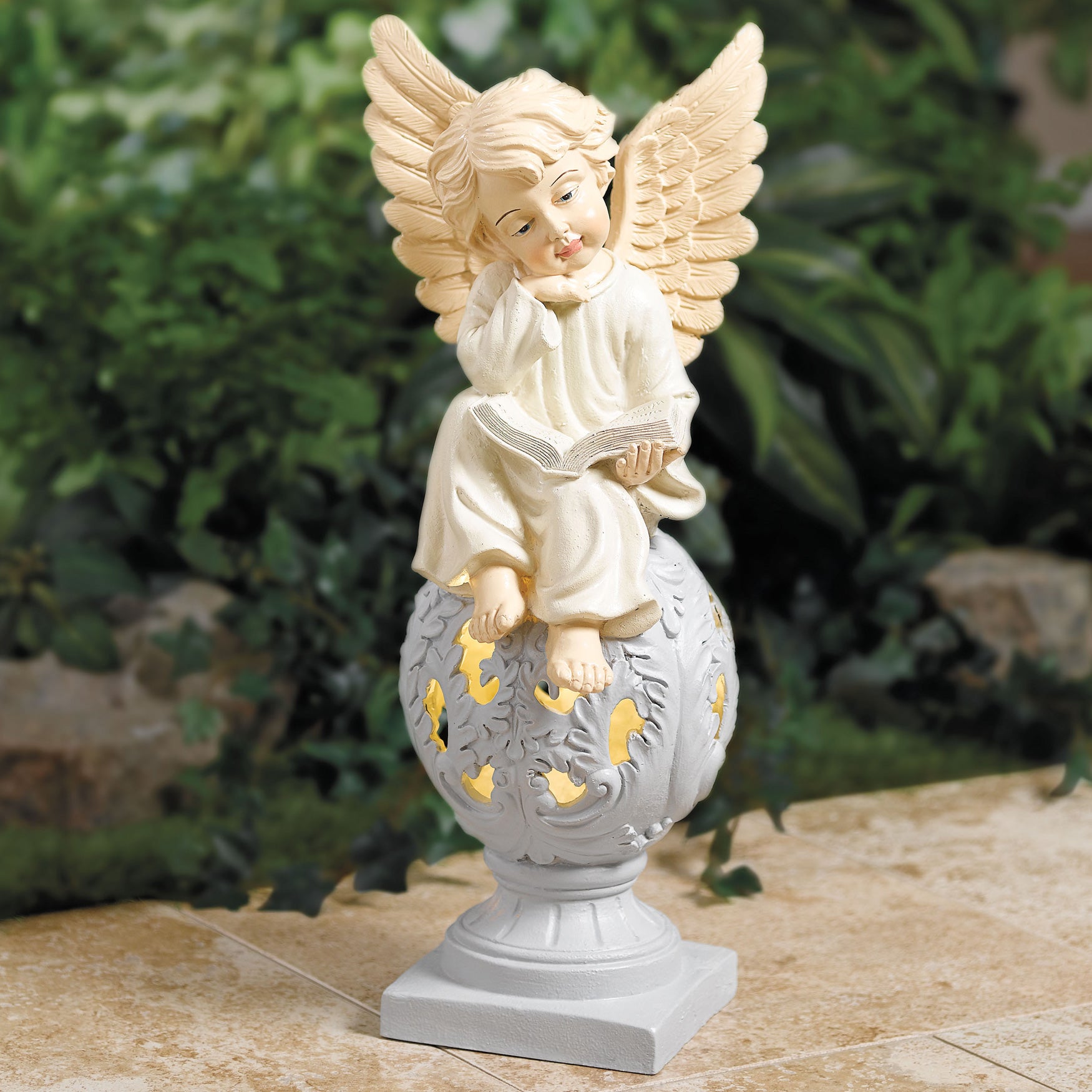 Sitting Angel Statue with Warm Solar Light| Outdoor Décor ...