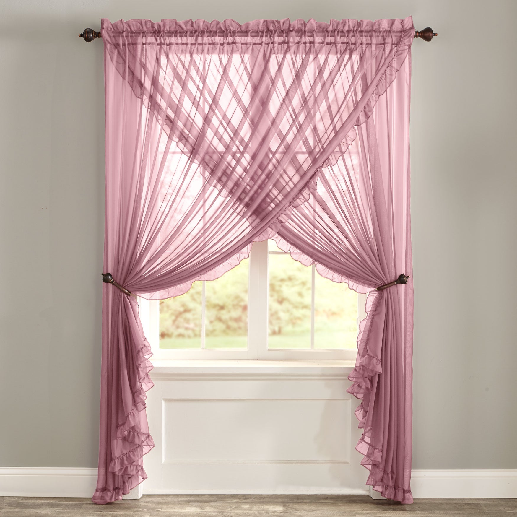 Bh Studio Priscilla Ruffle Panel Sheer Curtains Brylane