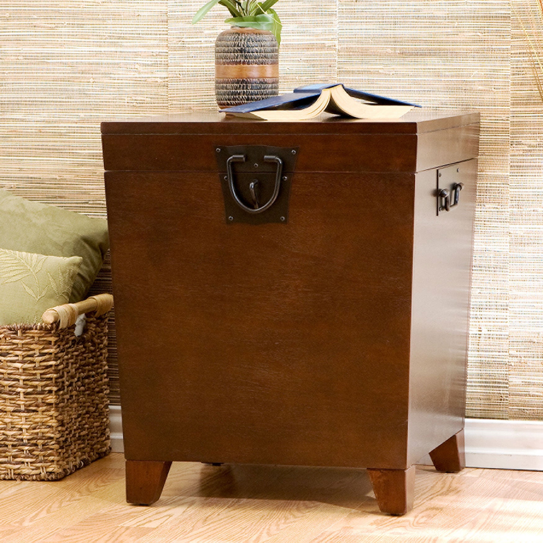 Espresso Pyramid Trunk End Table | Brylane Home