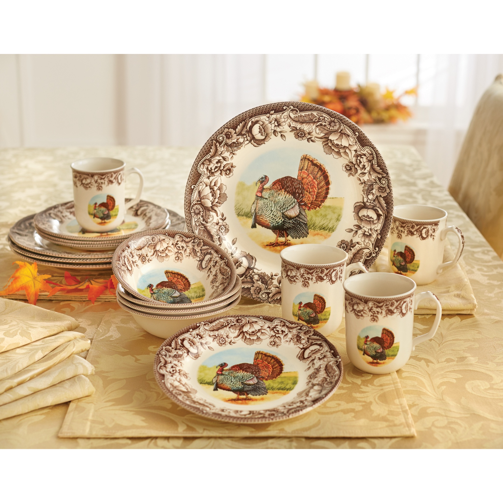 16-Pc. Turkey Dinnerware Set| Dining & Entertaining | Brylane Home