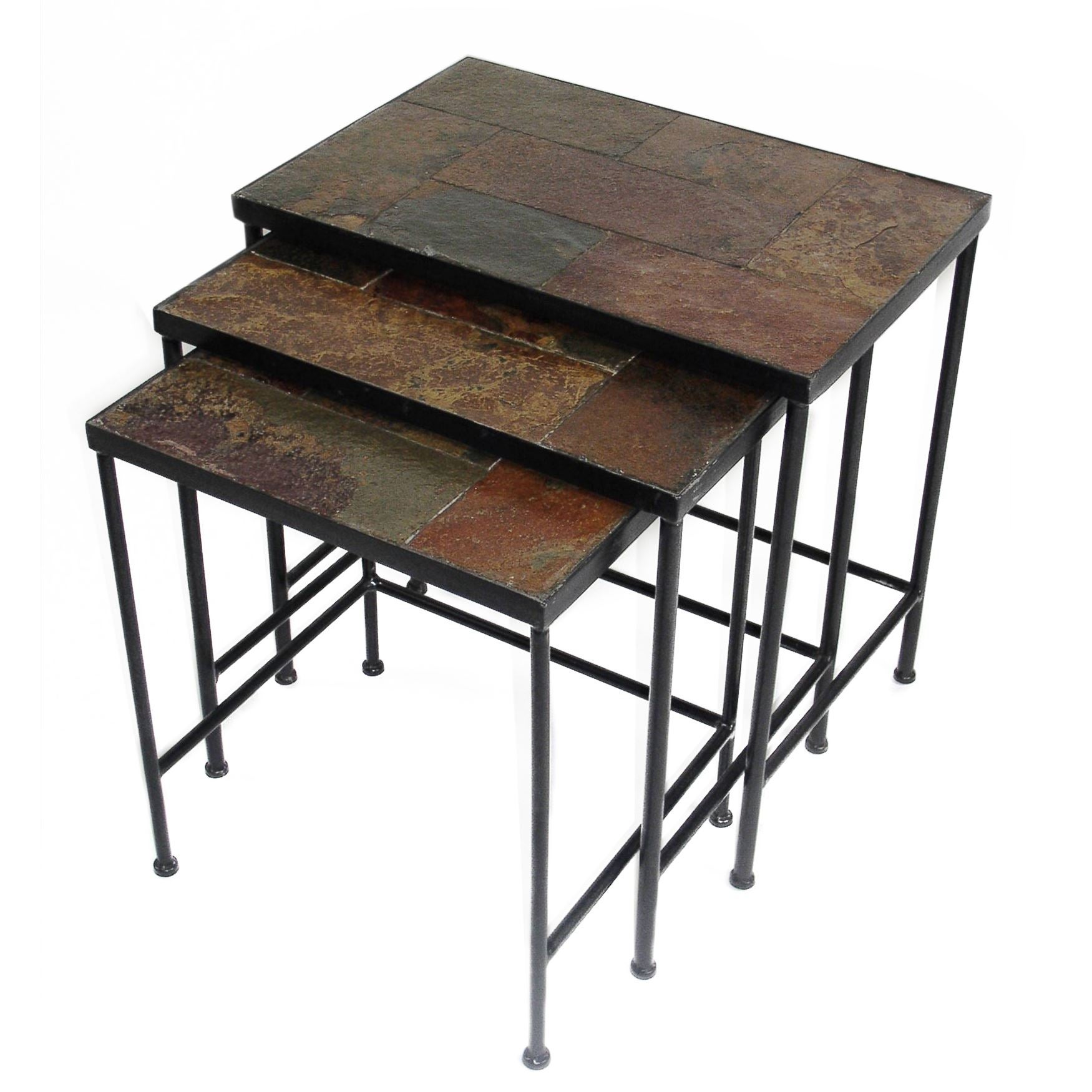 Simple 3Pc. Slate Nesting Tables, Black Brylane Home