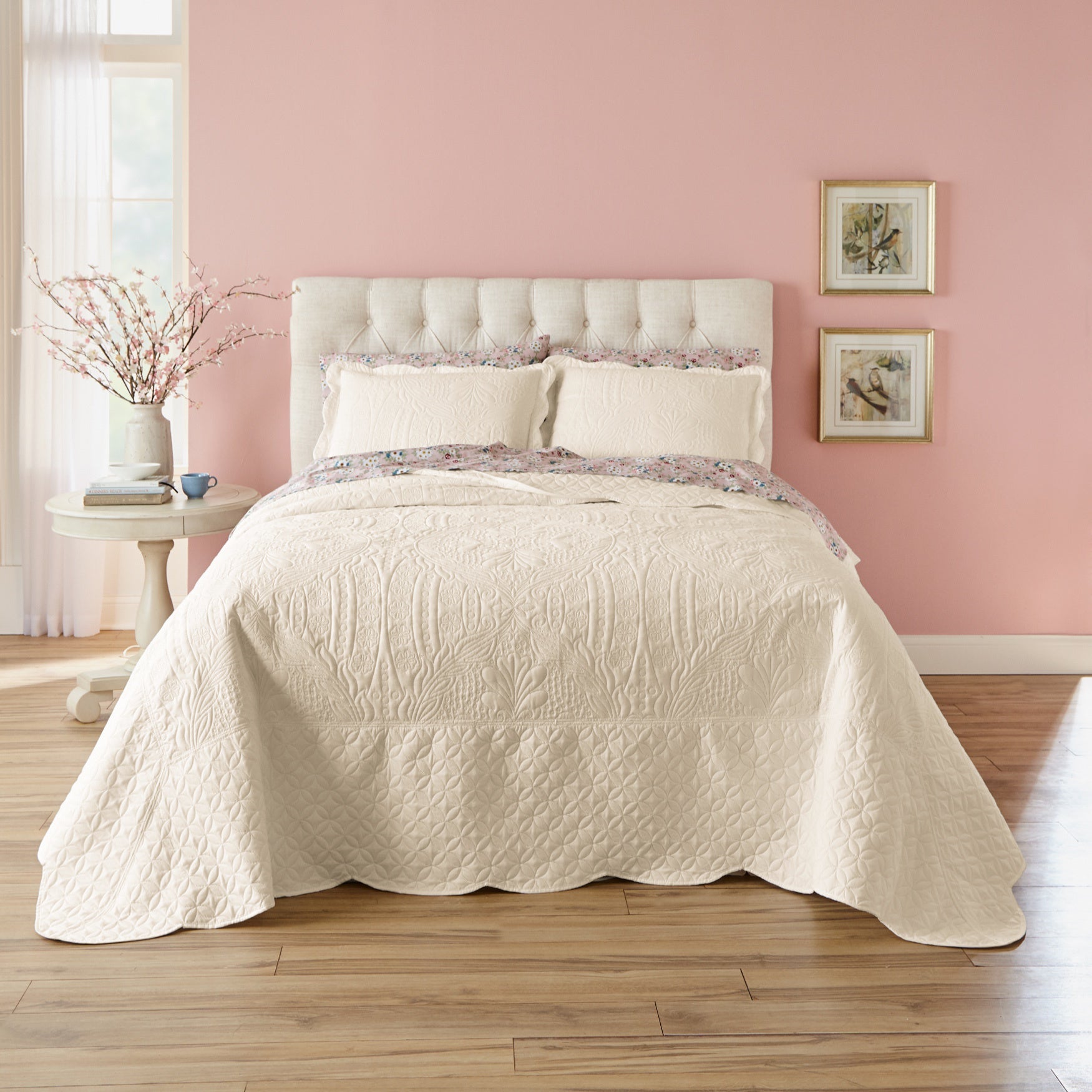 Lily Damask Embossed Bedspread Brylane Home