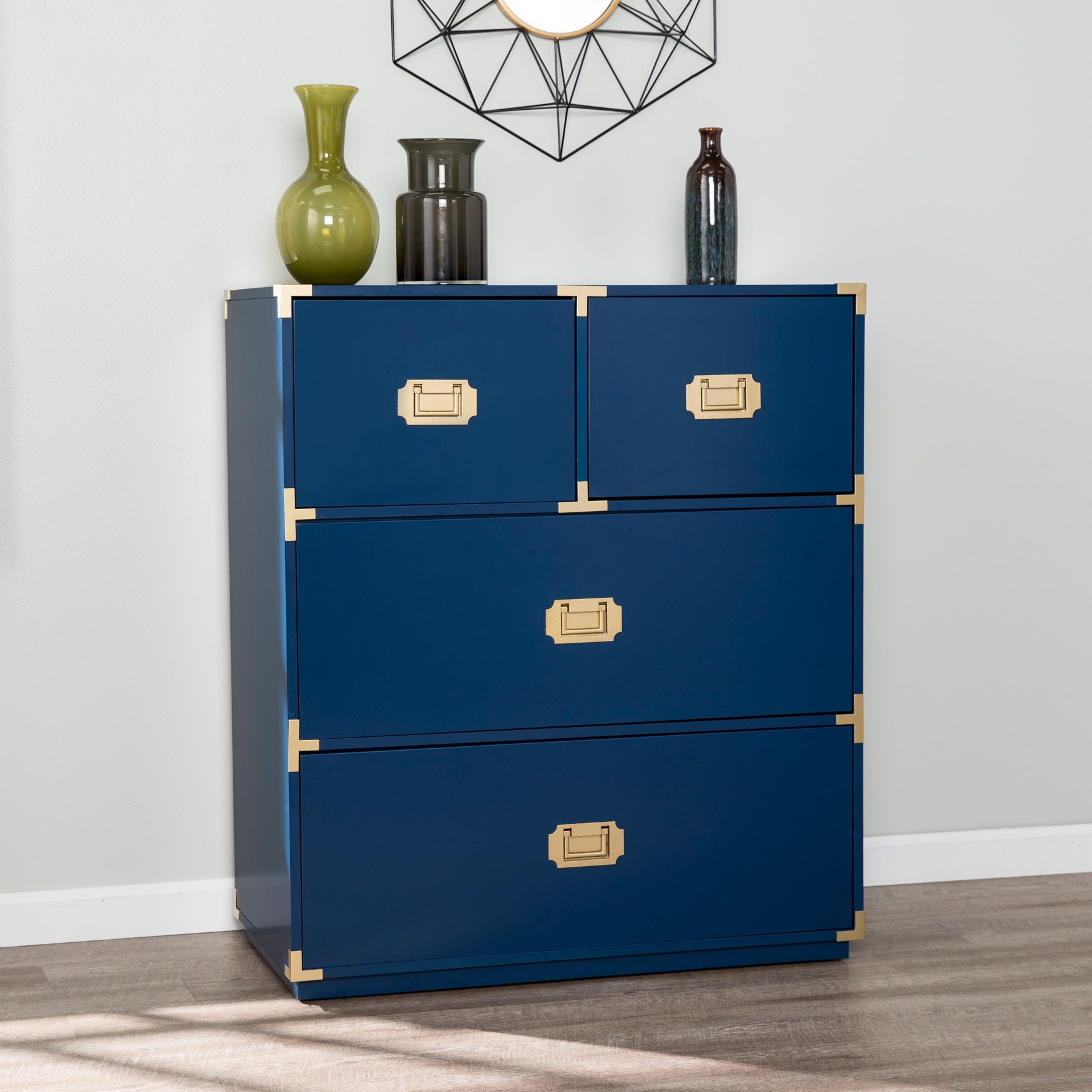Campaign Blue 4Drawer Accent Chest Brylane Home