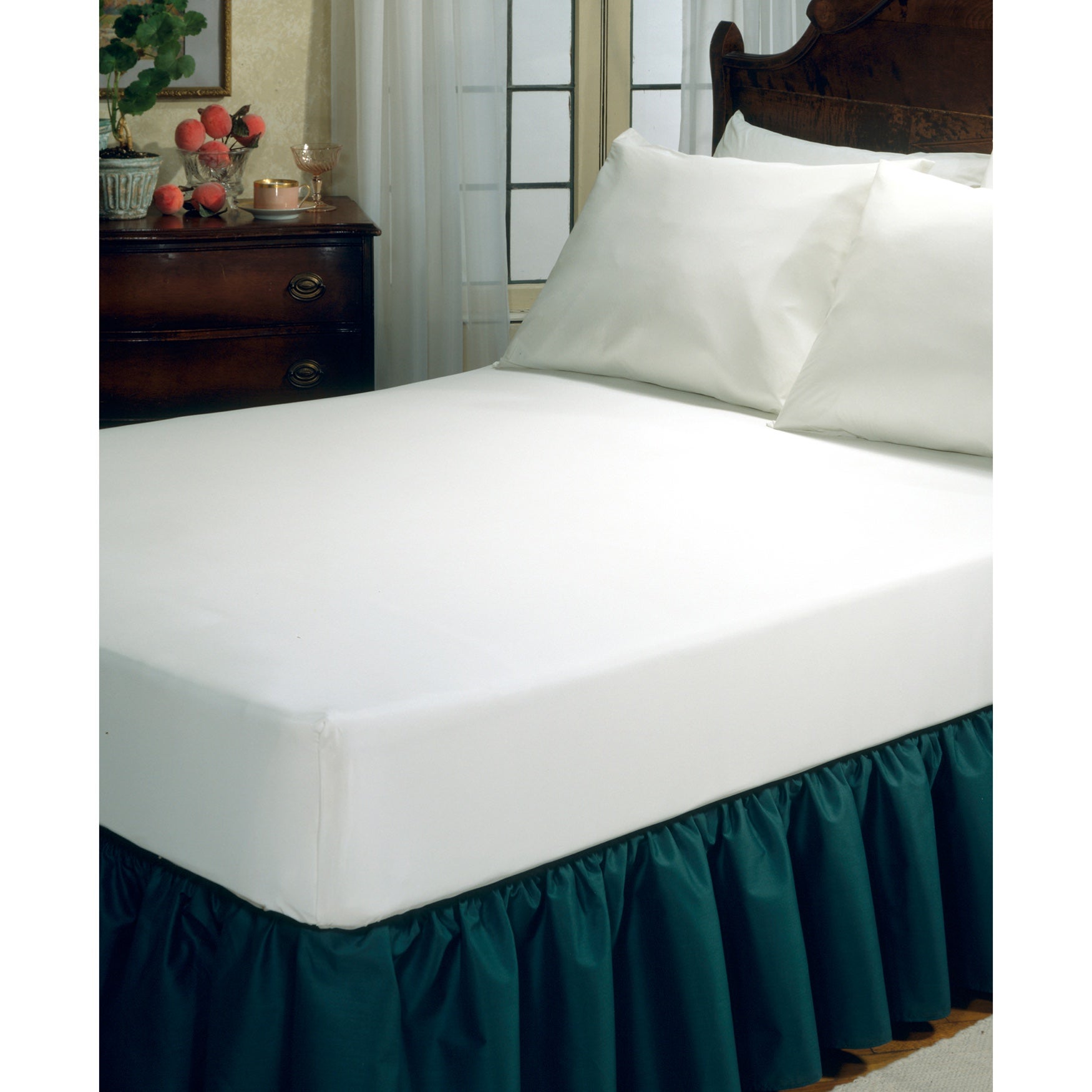 Simple Fresh Ideas Fitted Vinyl Mattress Protector, White Brylane Home