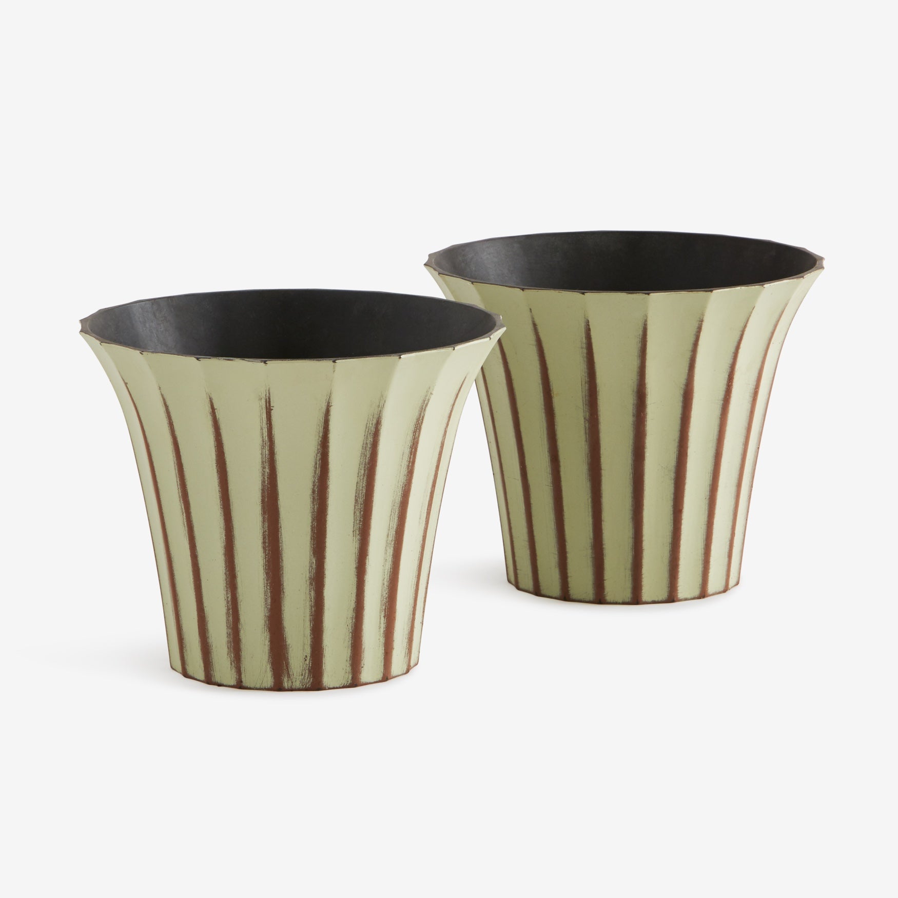 Set of 2 Small Fluted Planters Outdoor Brylane Home