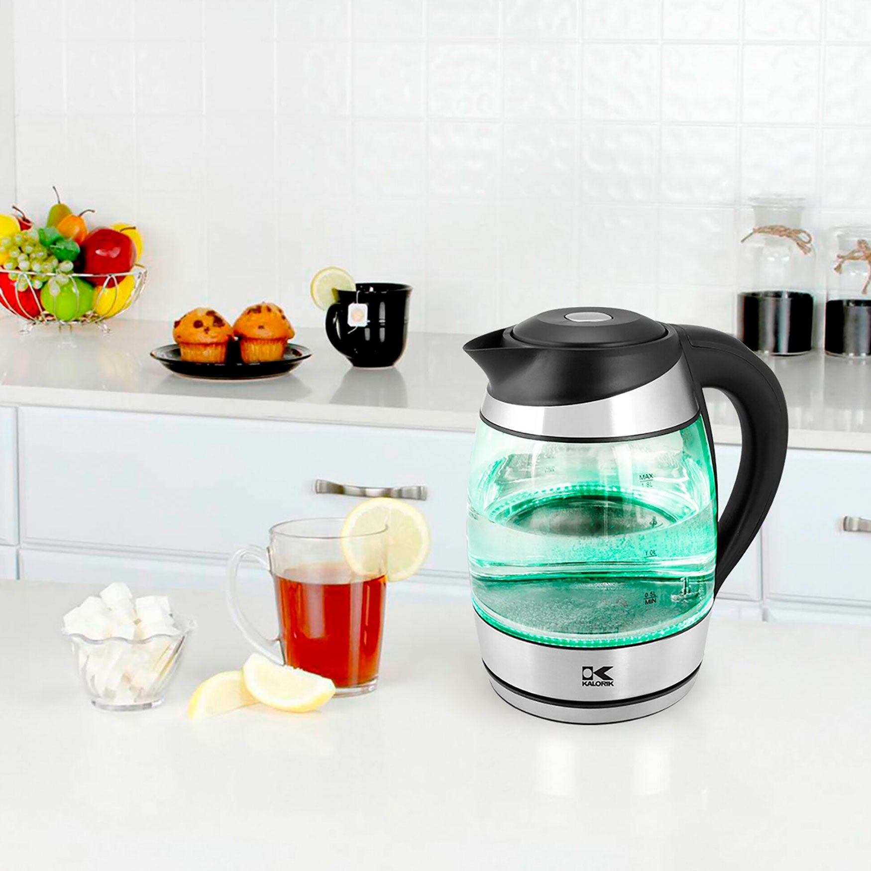 Kalorik glass digital water kettle cheap with color changing led lights
