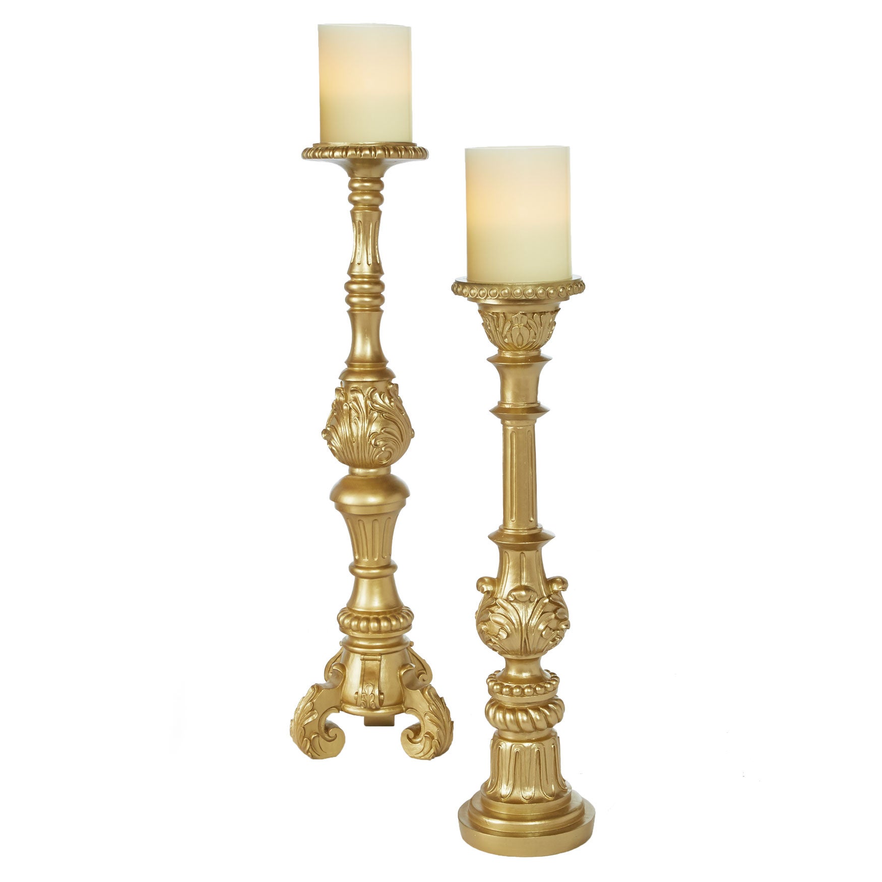 Tall Gold Candlesticks, Set of 2 Décor Brylane Home