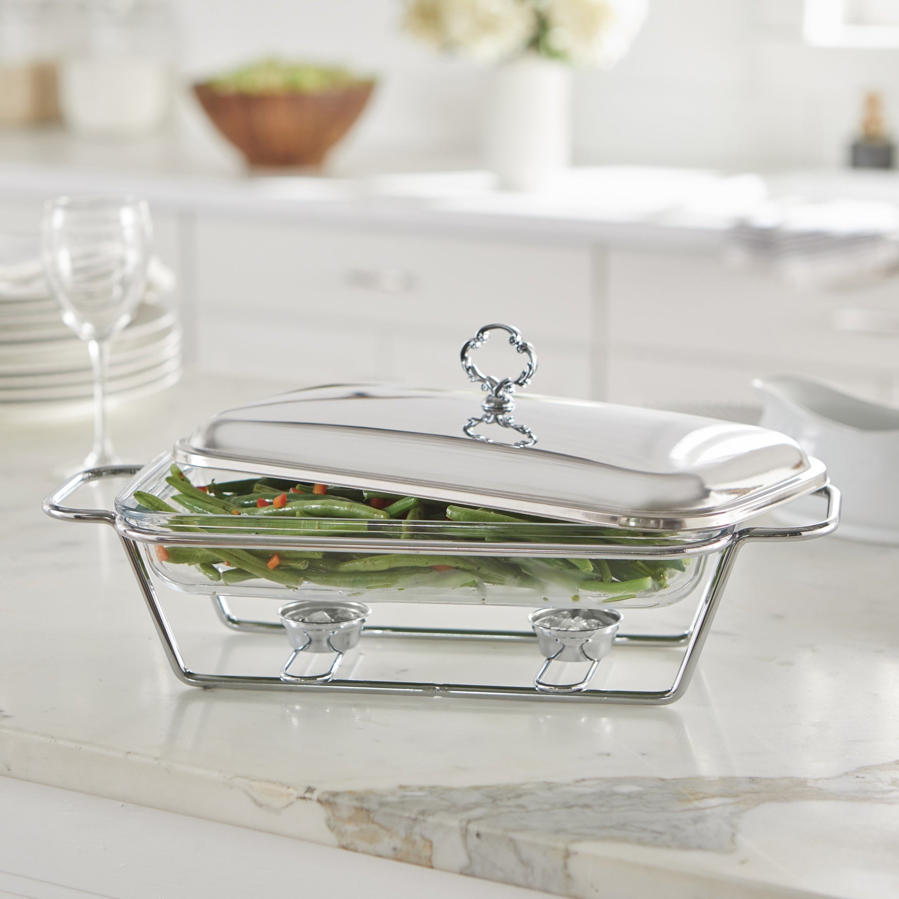 2.3Qt. Rectangular Glass Chafing Dish Brylane Home