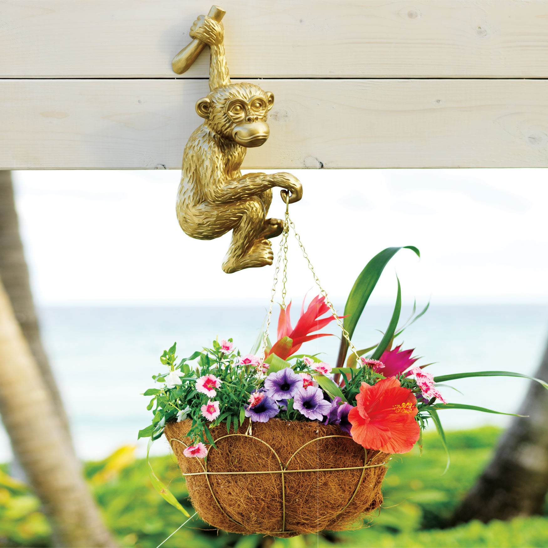 HandPainted Hanging Monkey Planter Plus Size Outdoor Brylane Home