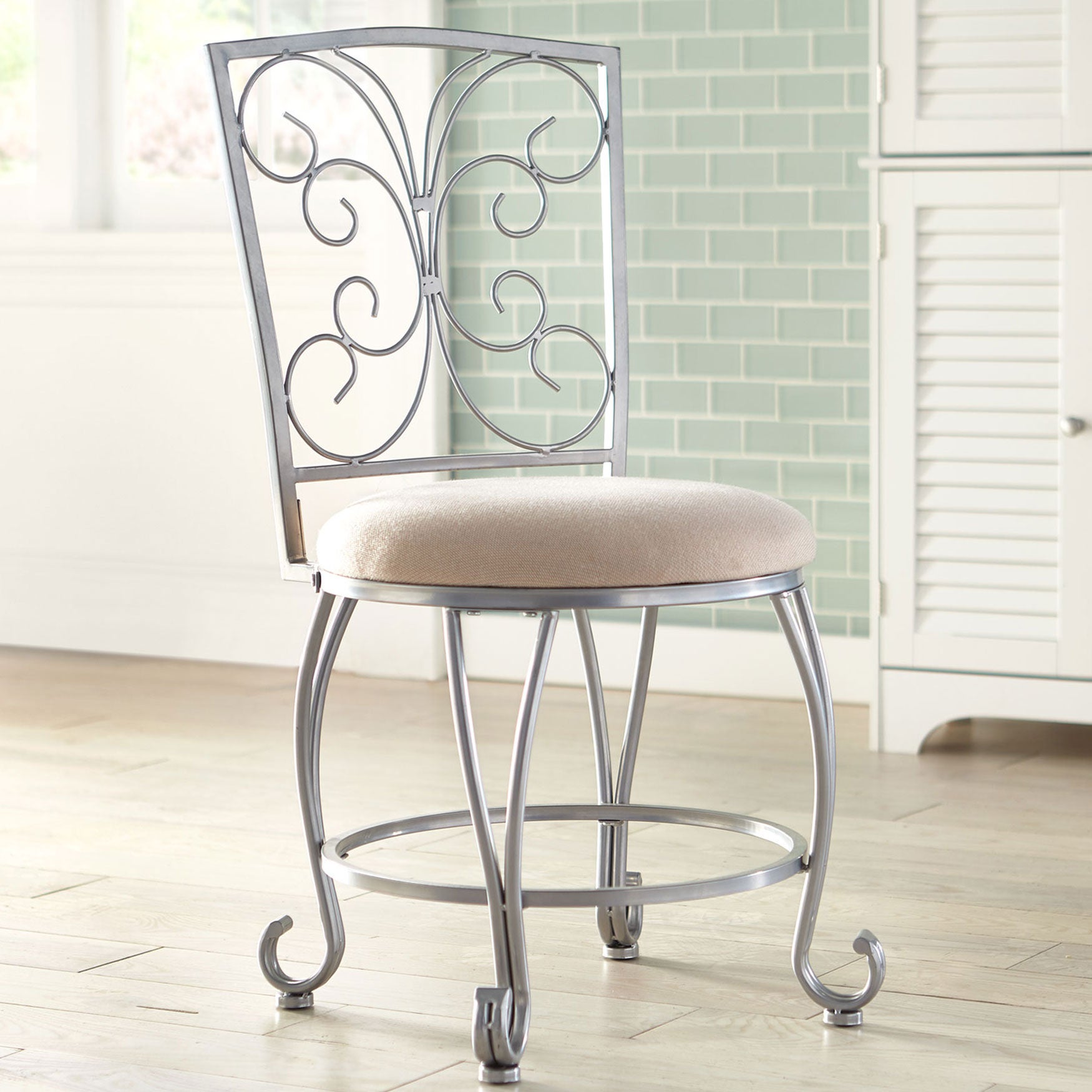 Vanity chair silver best sale