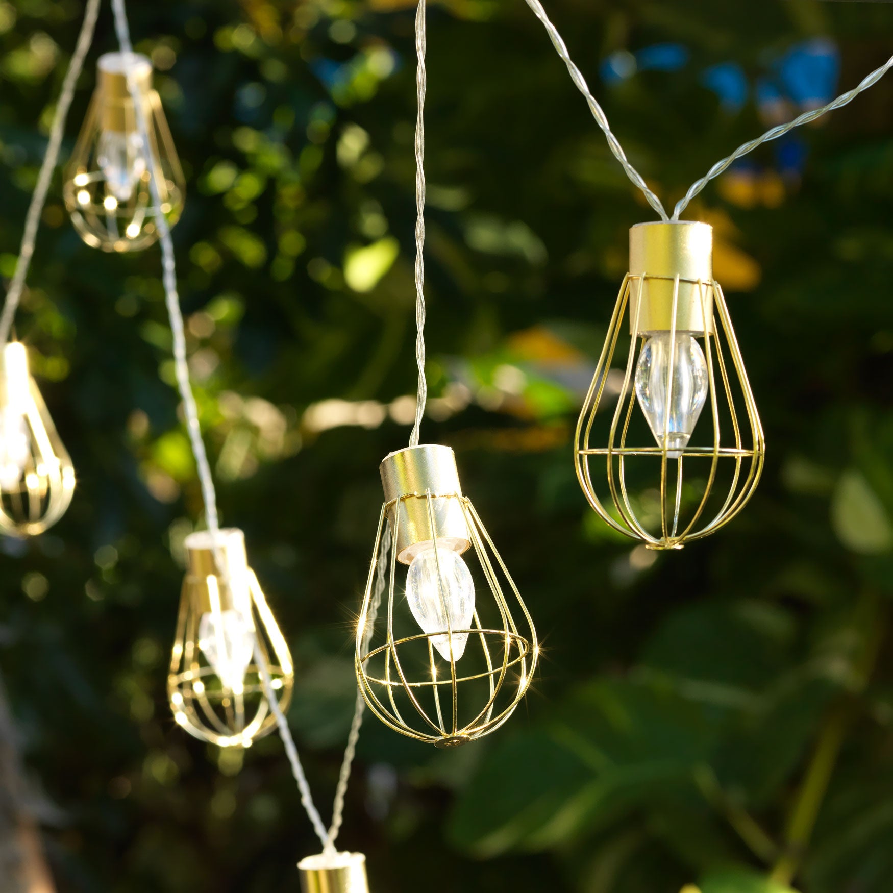 Edison Cage String Lights Outdoor Brylane Home