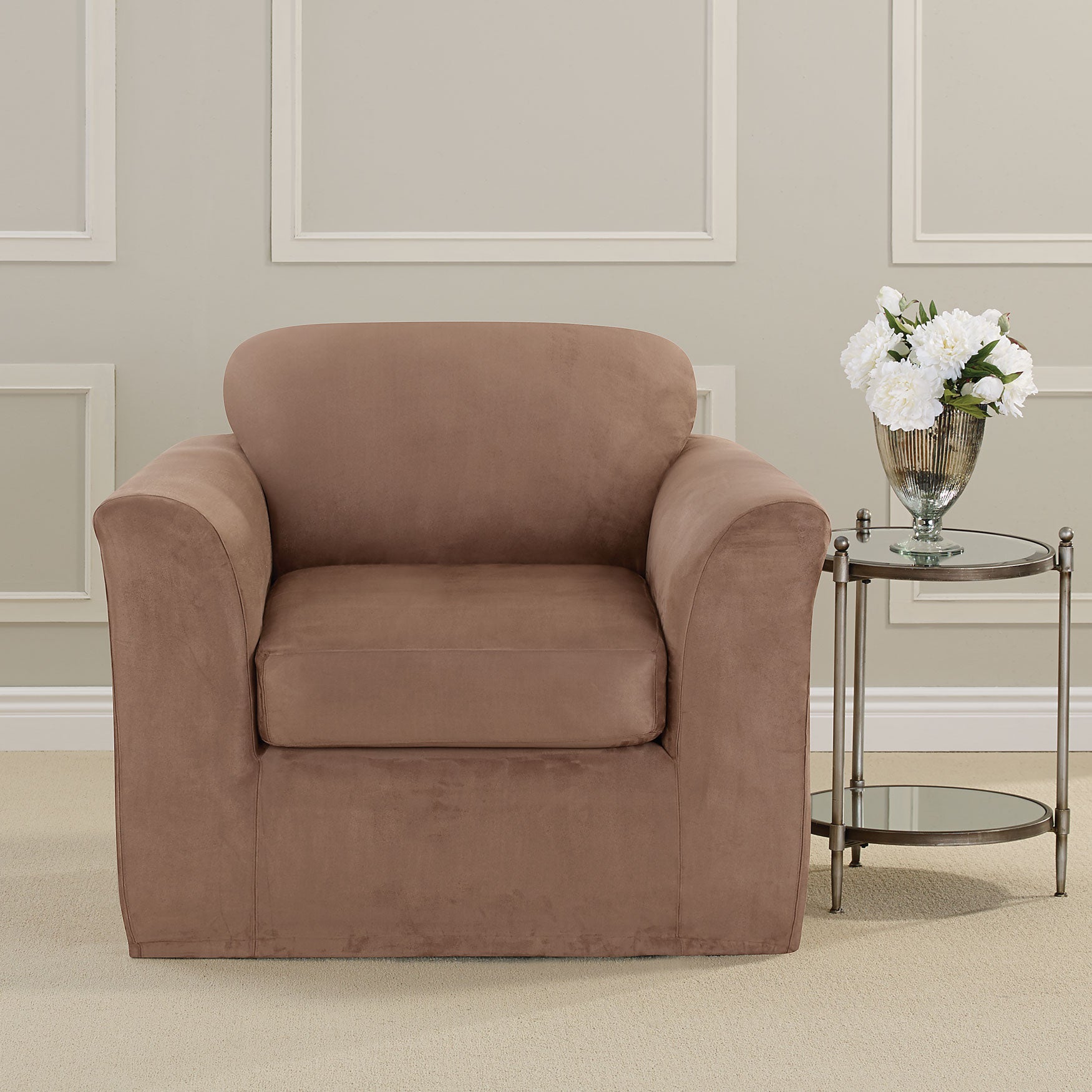 Ultimate Stretch Faux Suede Chair Cushion Slipcover Brylane Home