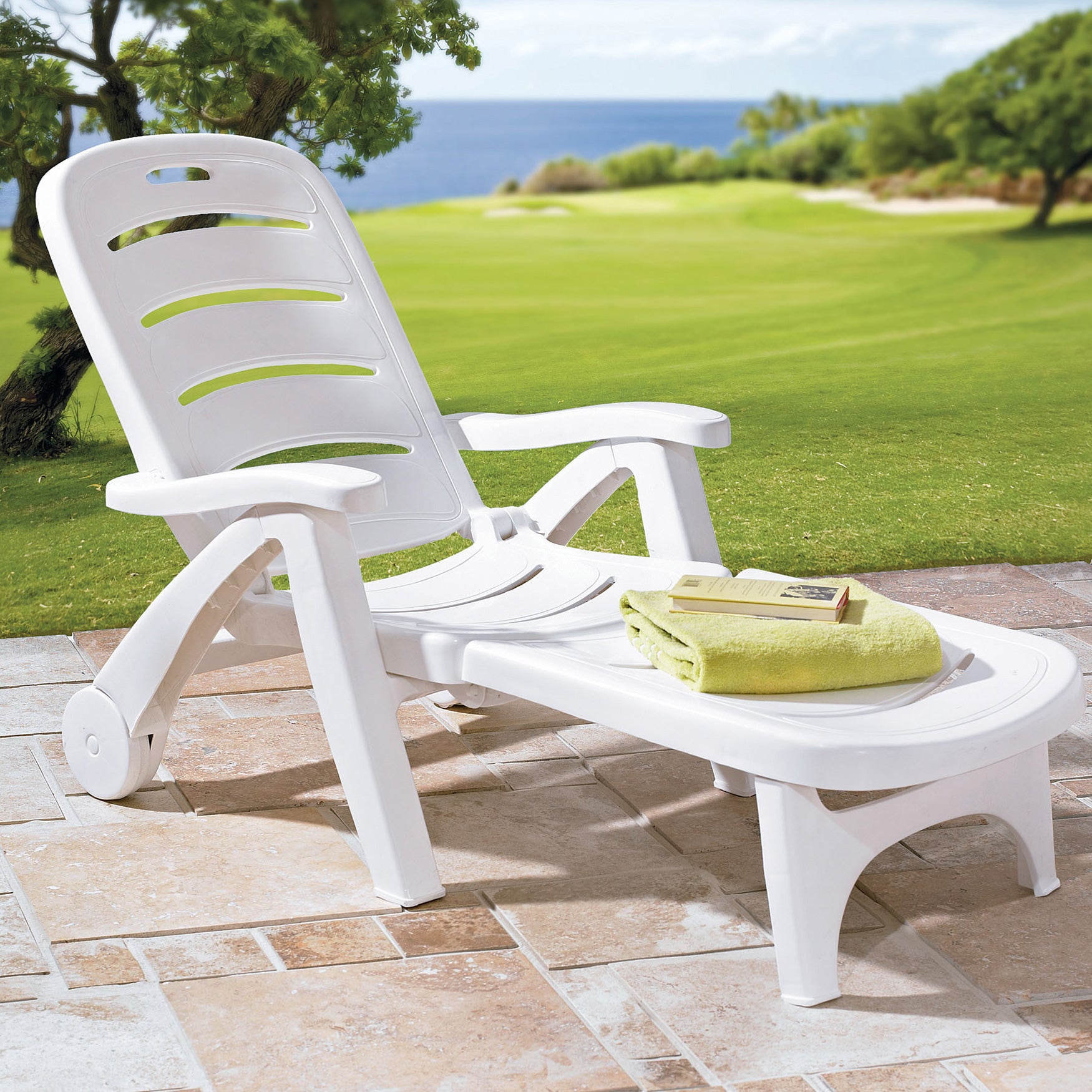 Resin Folding Lounger | Plus Size Outdoor Chairs | Brylane Home