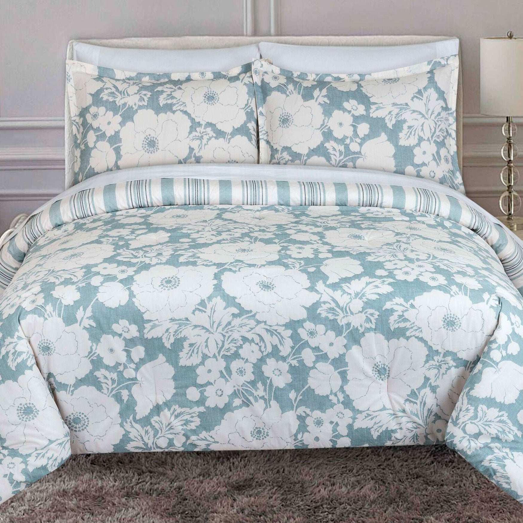 Chambray Floral Comforter Set Comforters & Sets Brylane Home