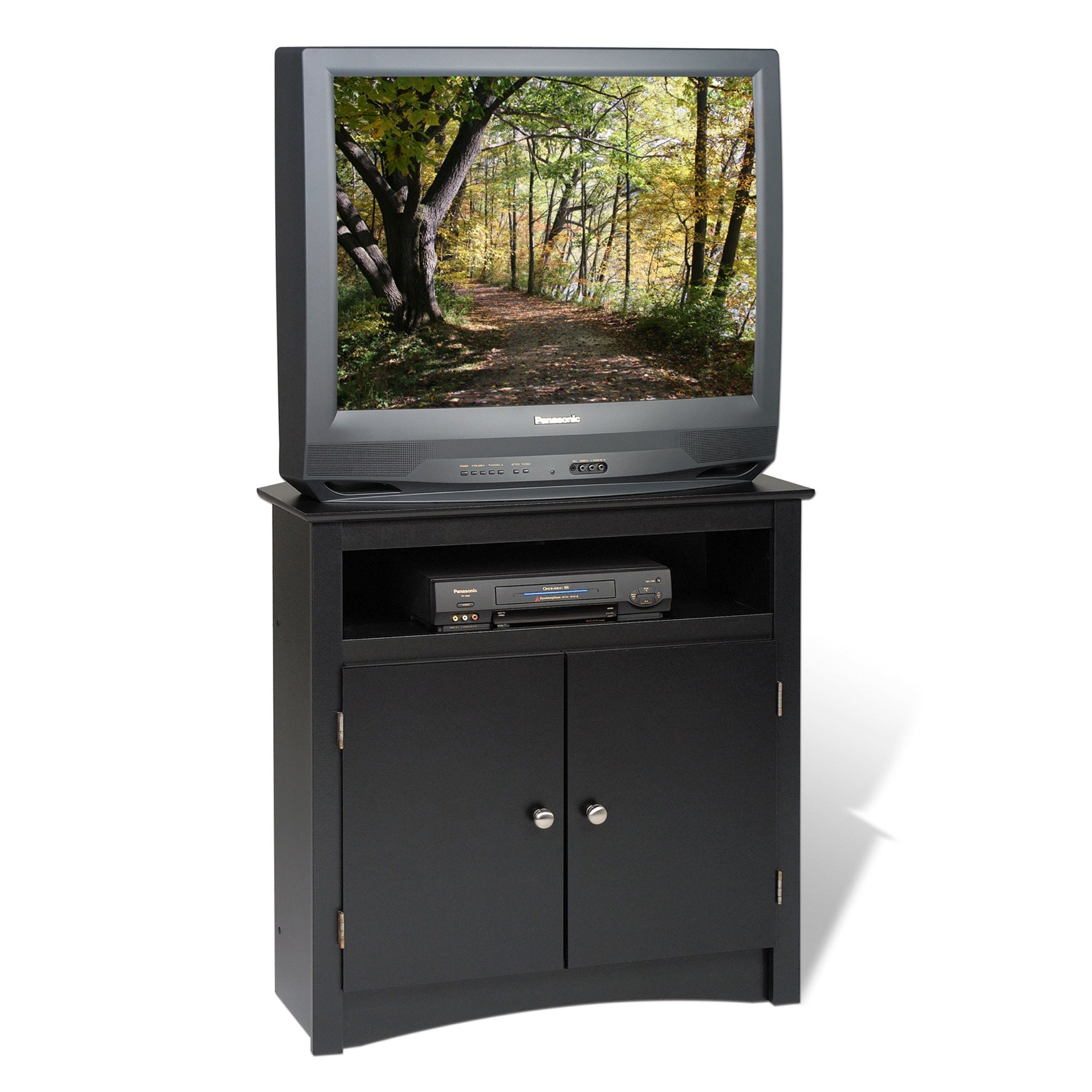 Tall Corner TV Cabinet Black Brylane Home