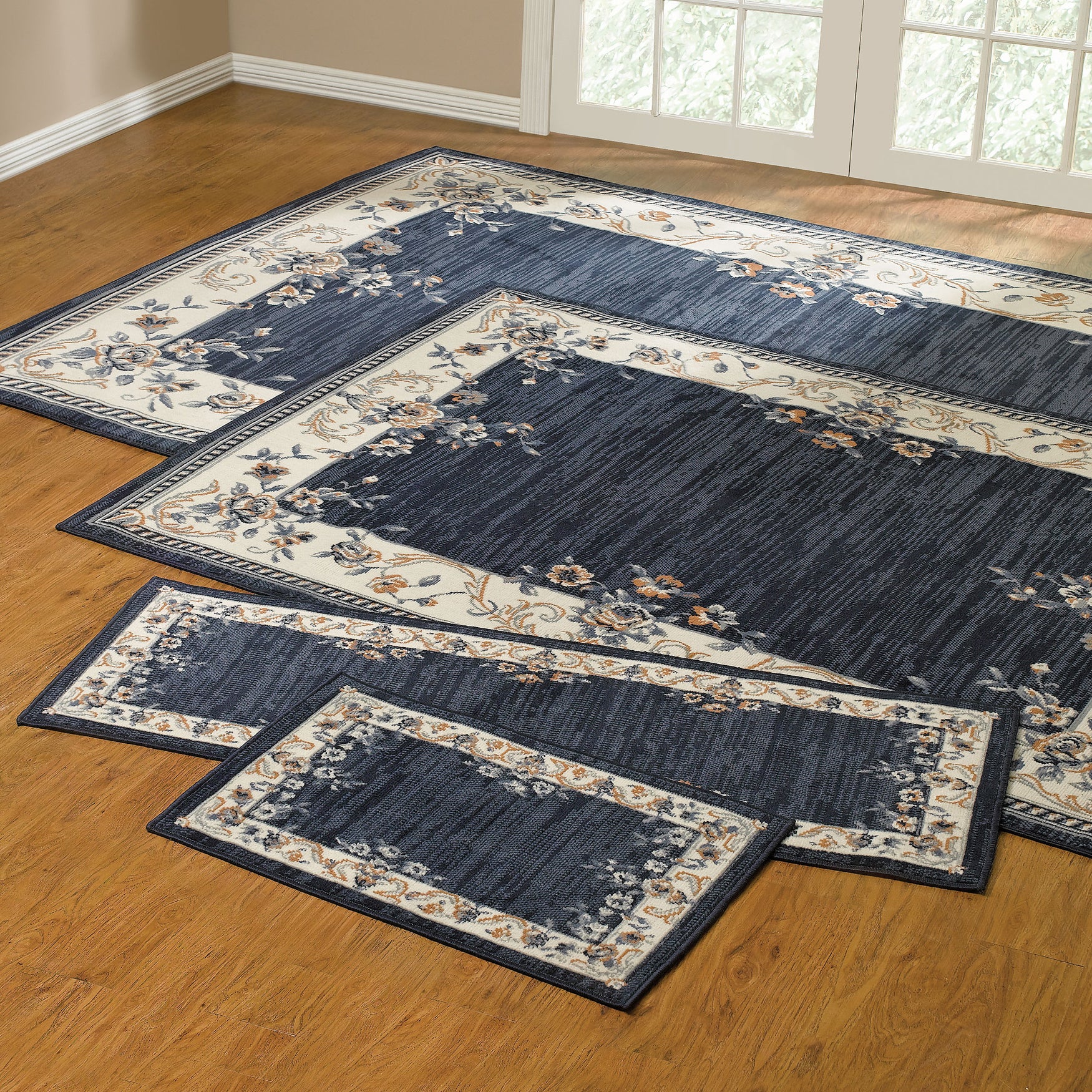 Rose Border 4-Pc. Rug Set with Runner | Brylane Home