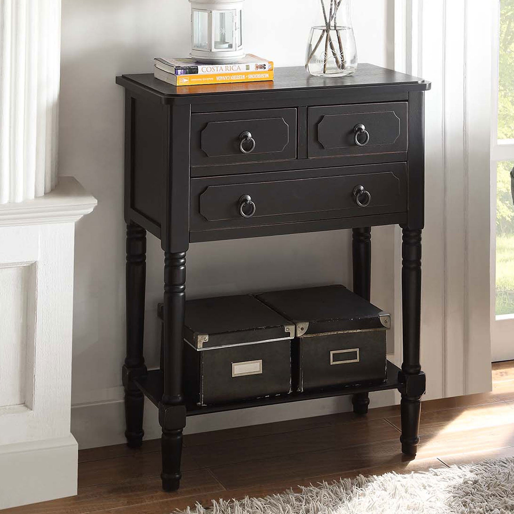 3 Drawer Chest with Open Shelf Brylane Home