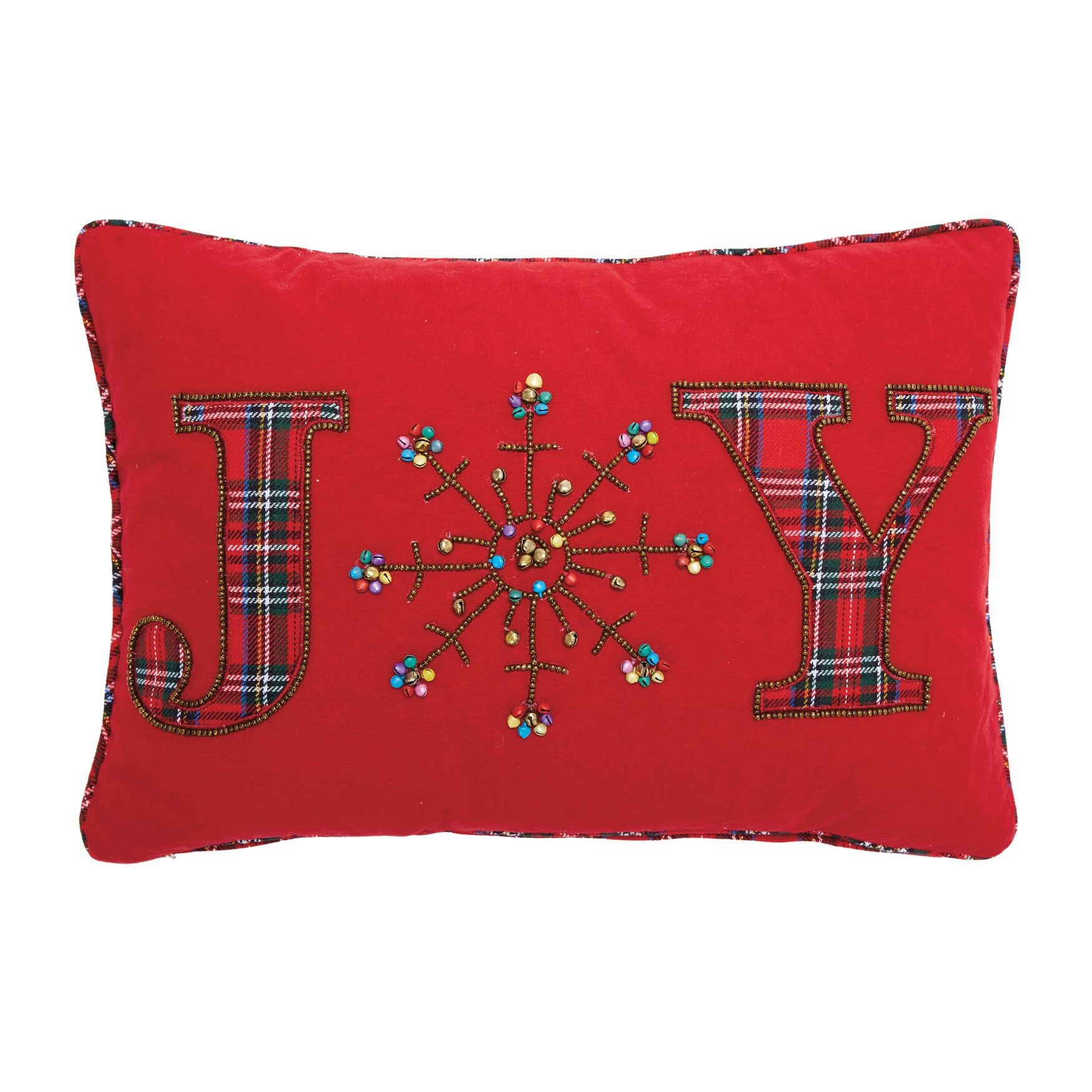 Joy Beaded Holiday Pillow Brylane Home
