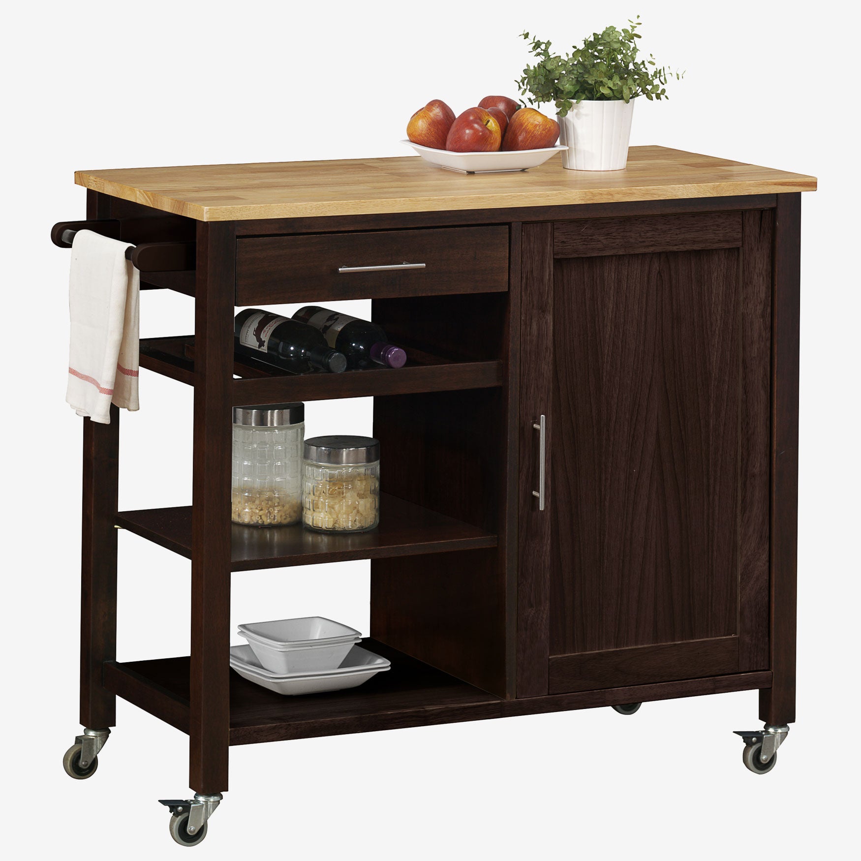 Calgary Cart With Wood Top Kitchen Carts Islands Brylane Home