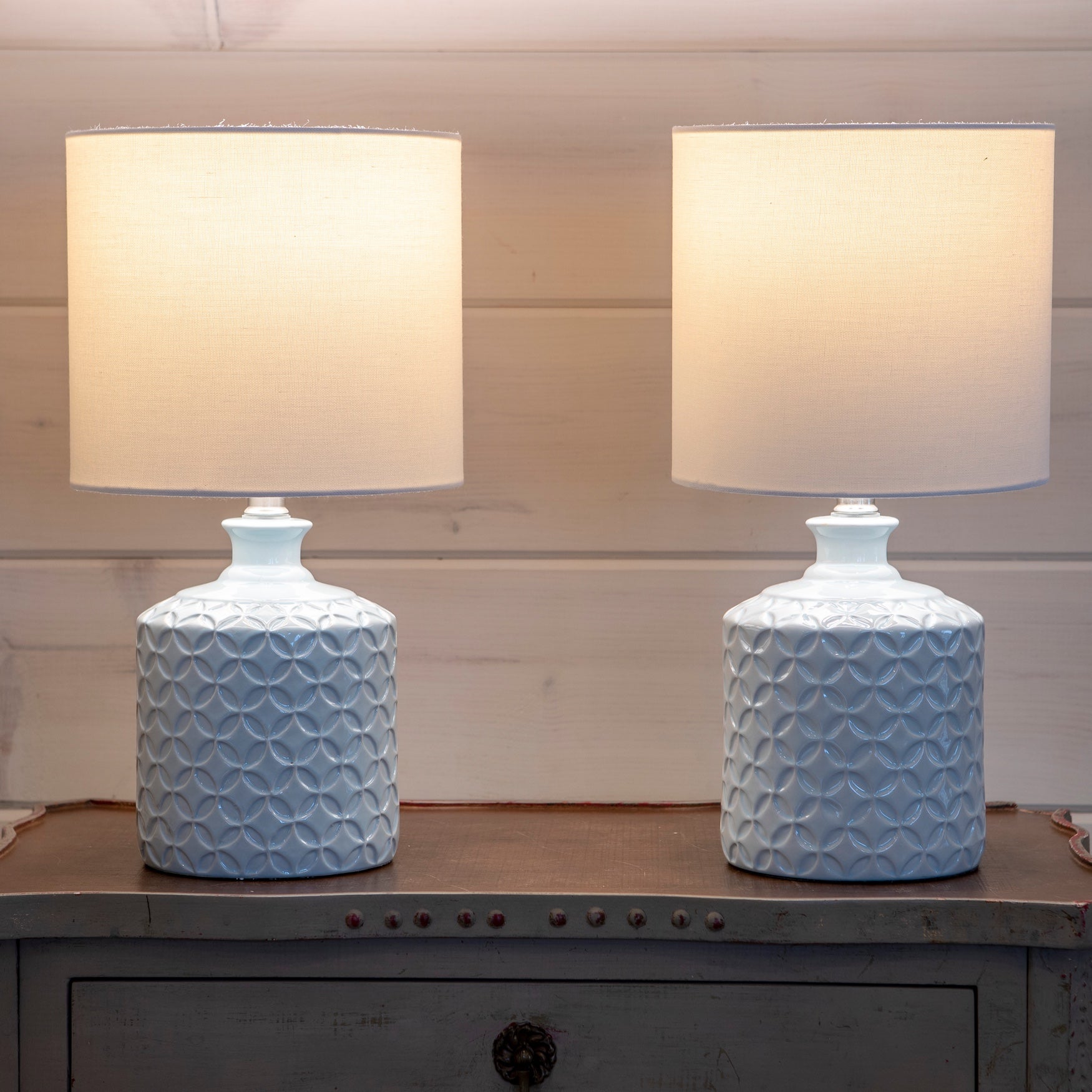 Soft Blue Ceramic 2 Paack Led Table Lamps Table Lamps Brylane Home