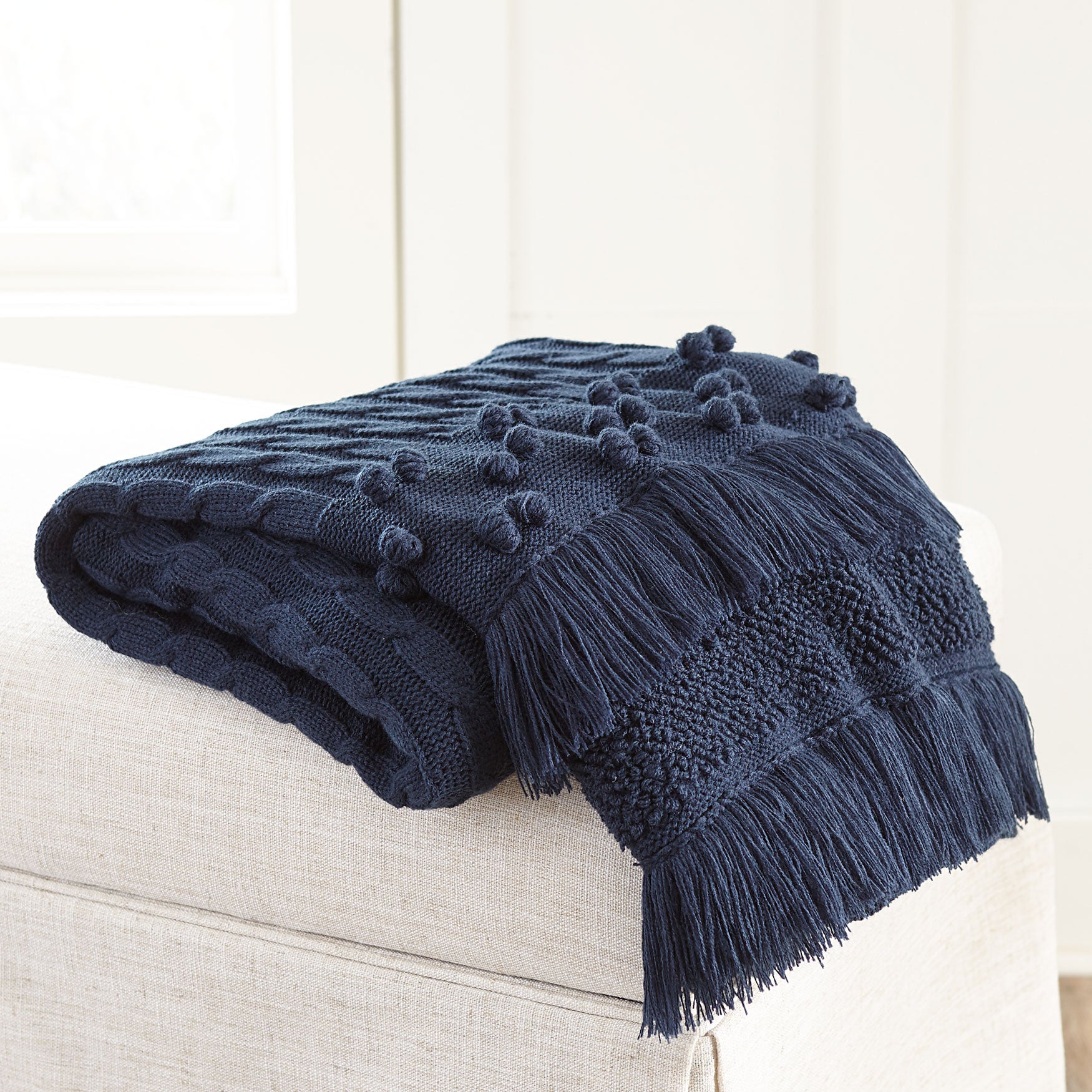 Cable Knit Tassel Throw Brylane Home