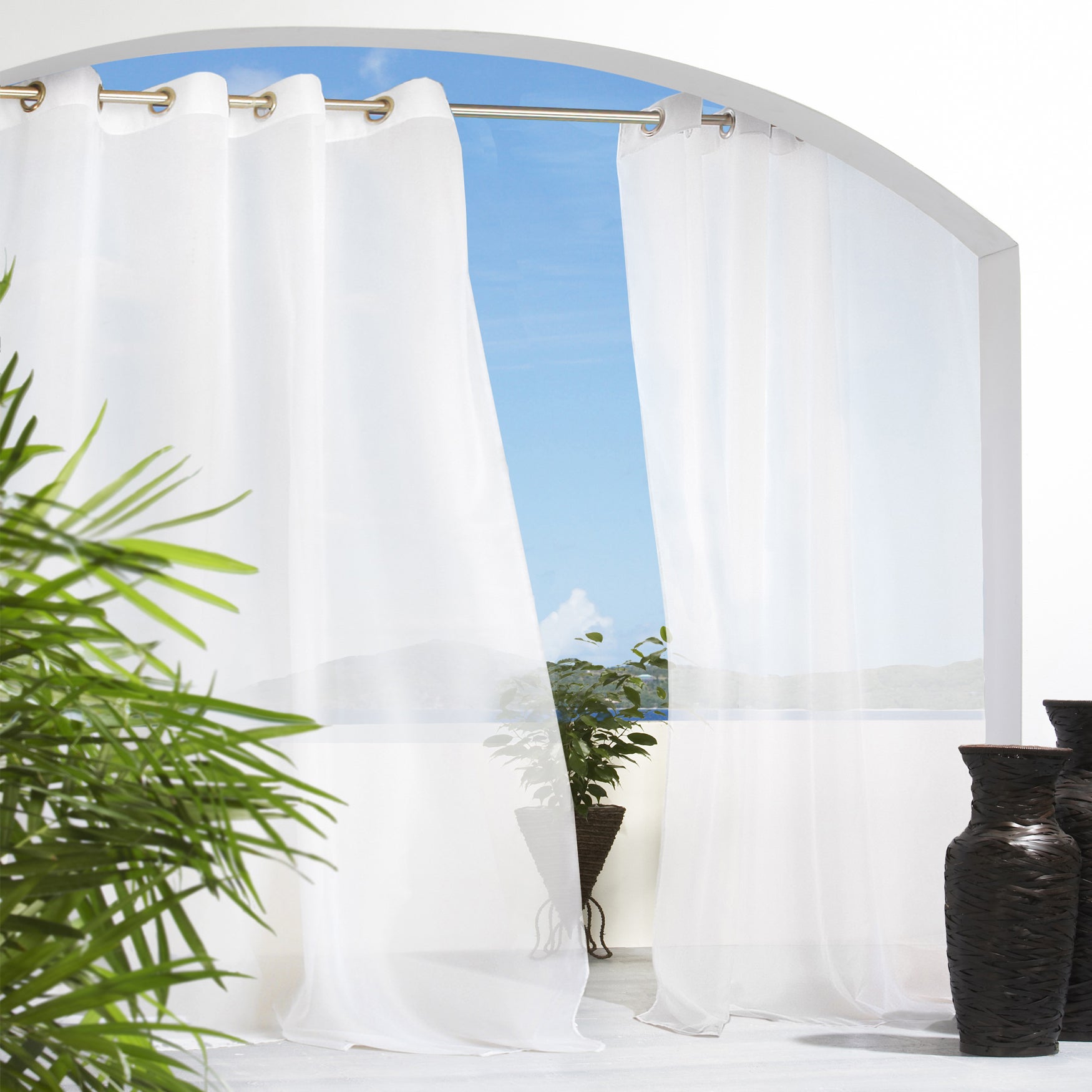 Cote D Azure Grommet Top Panel Sheer Curtains Brylane Home